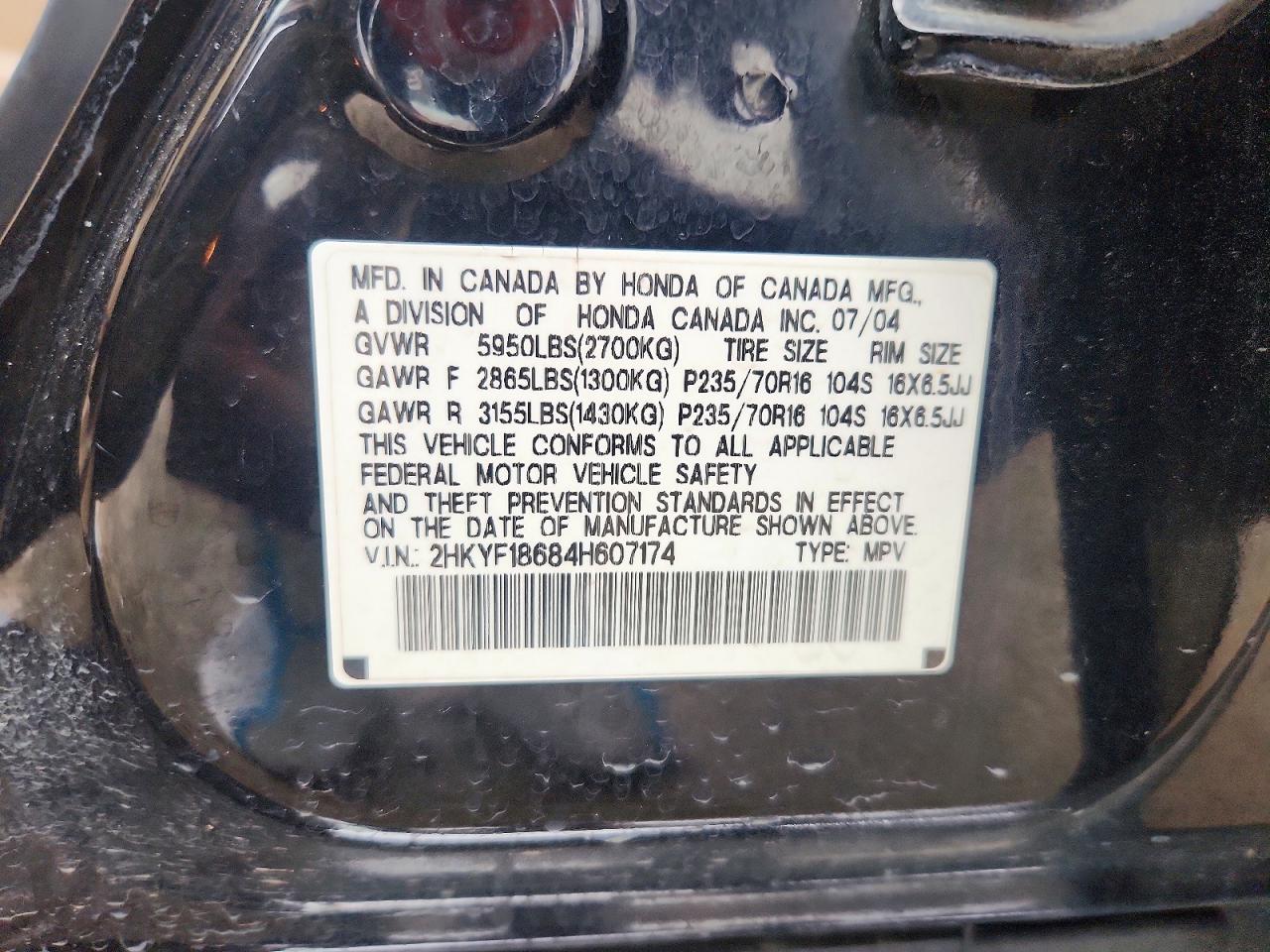 2004 Honda Pilot Exl Black vin: 2HKYF18684H607174