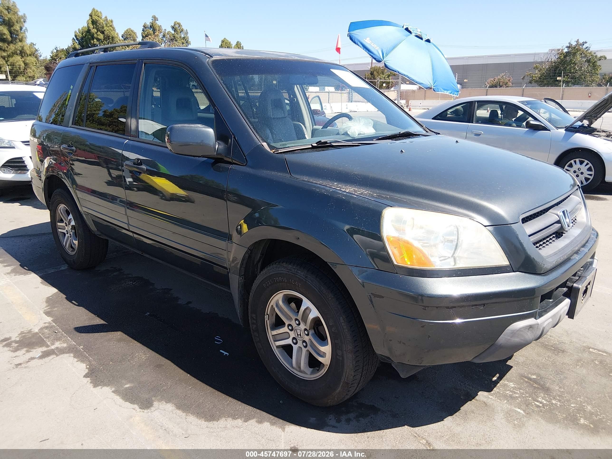 2005 Honda Pilot Ex-l Gray vin: 2HKYF18685H548905