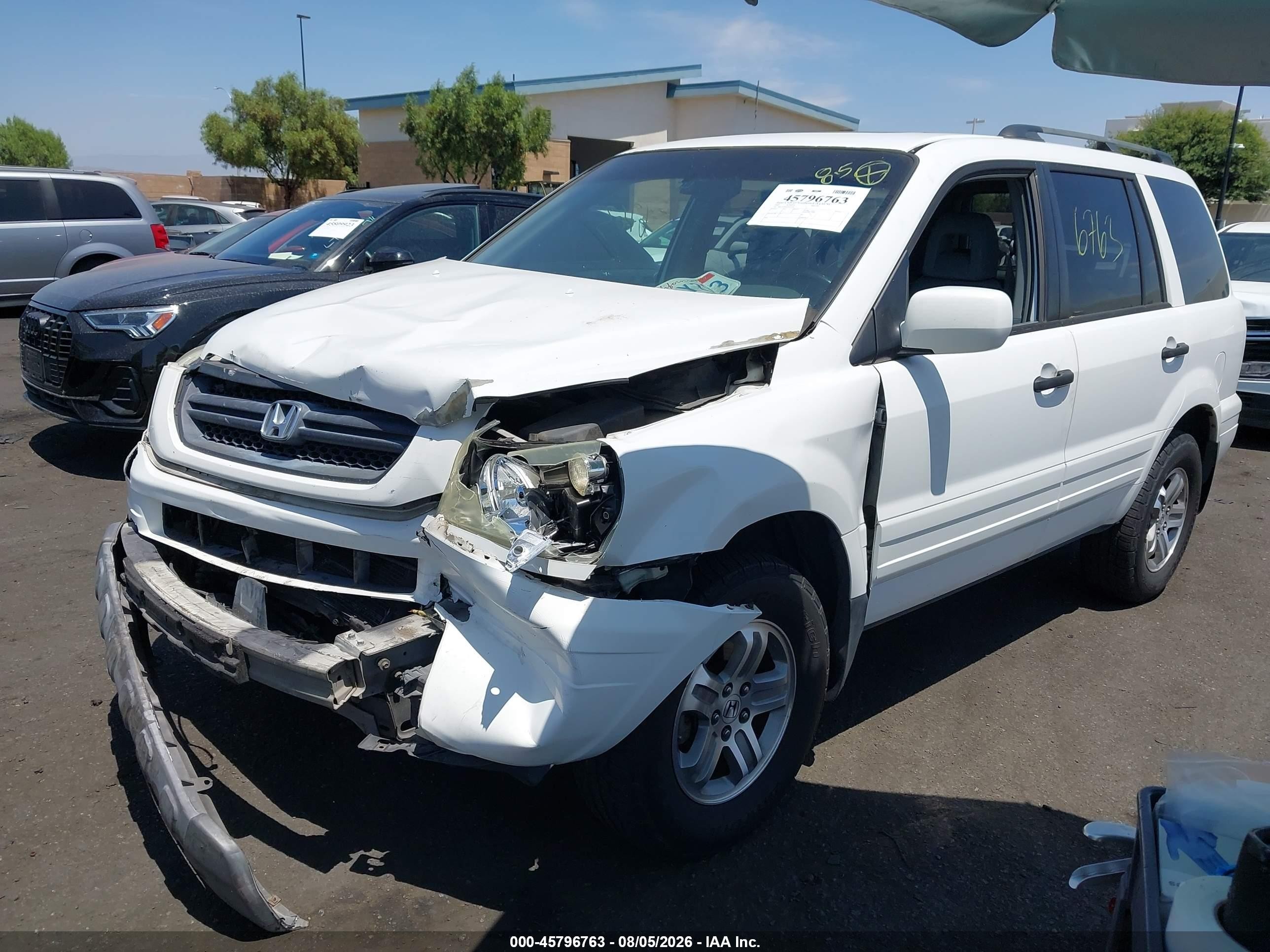 2005 Honda Pilot Ex-l White vin: 2HKYF18685H565428