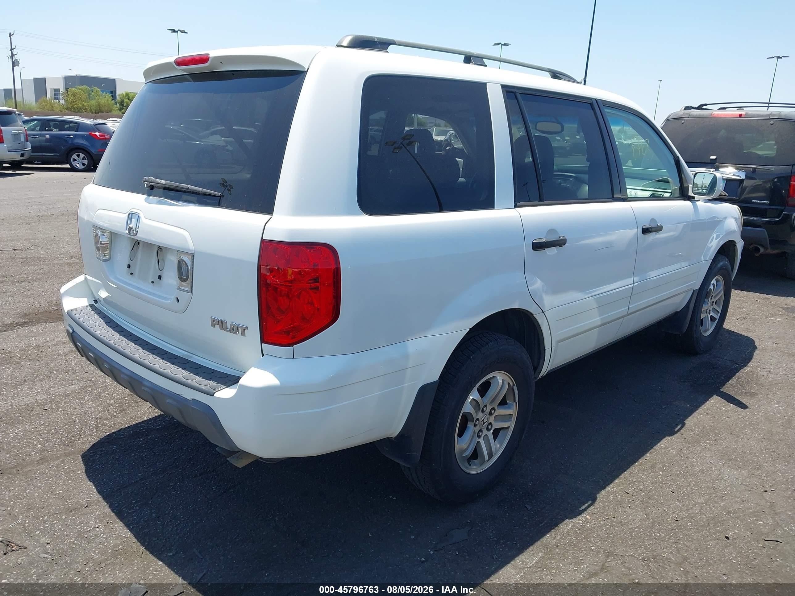 2005 Honda Pilot Ex-l White vin: 2HKYF18685H565428