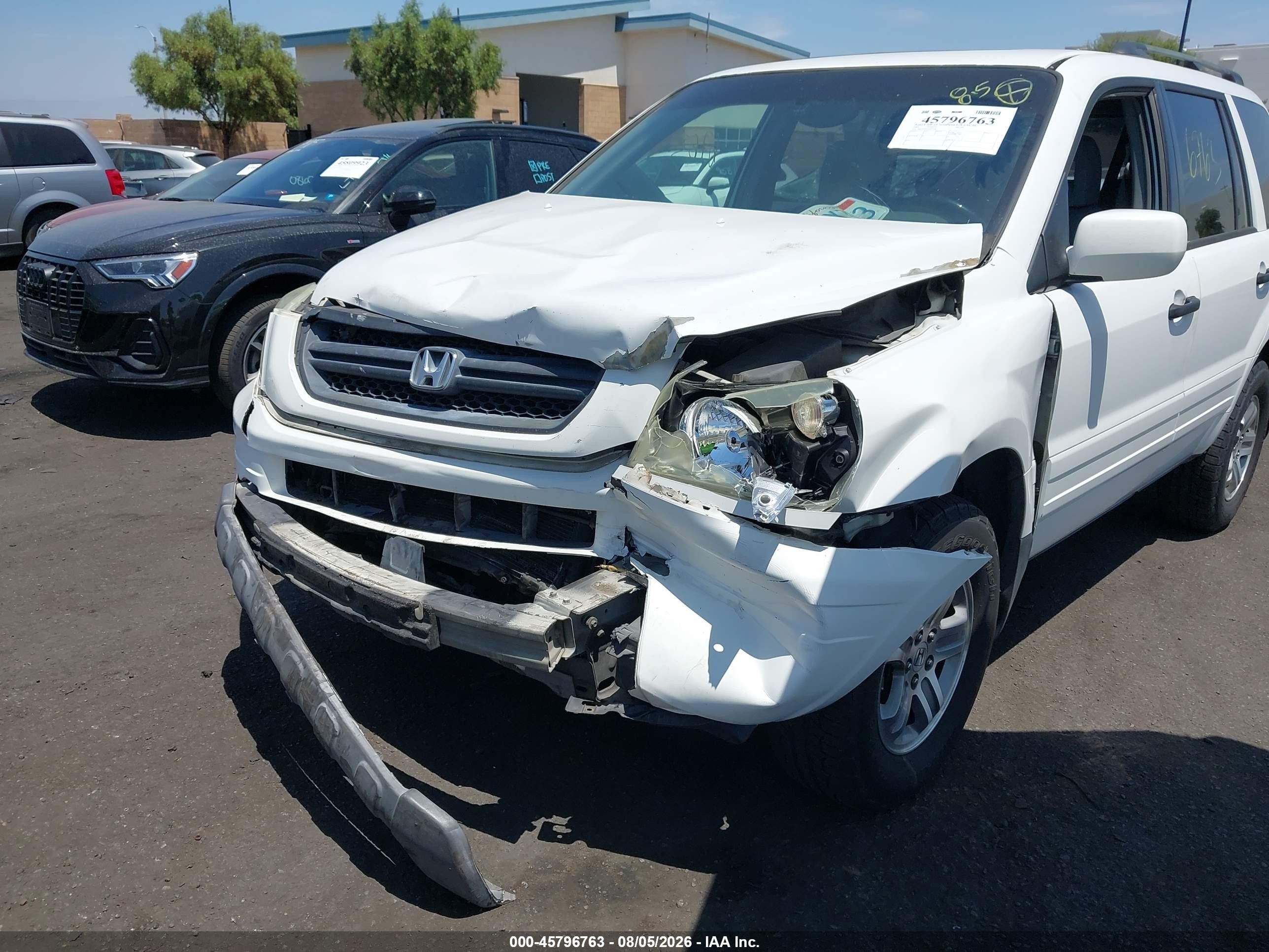 2005 Honda Pilot Ex-l White vin: 2HKYF18685H565428