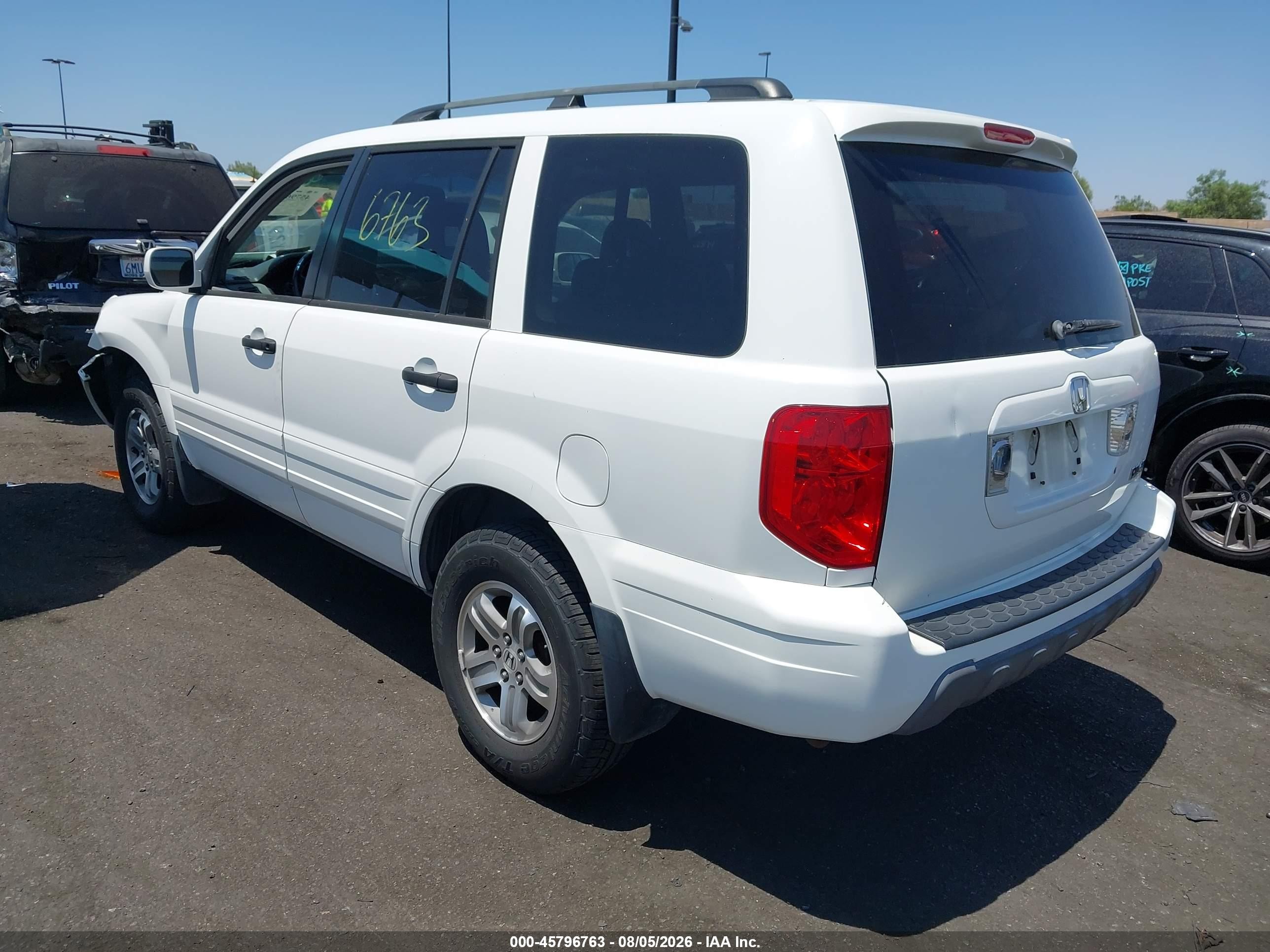 2005 Honda Pilot Ex-l White vin: 2HKYF18685H565428