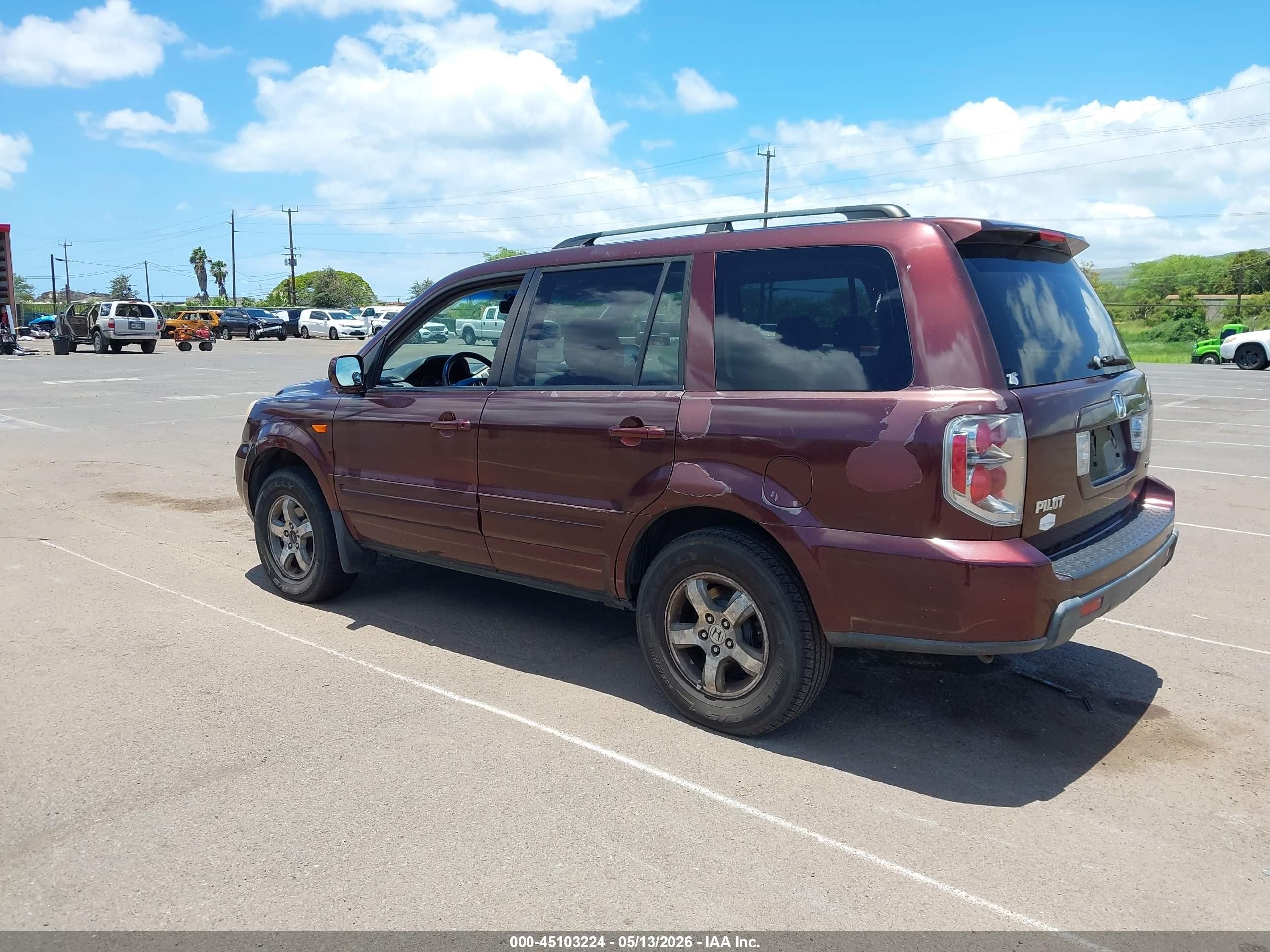 2007 Honda Pilot Ex-l Maroon vin: 2HKYF18687H536692