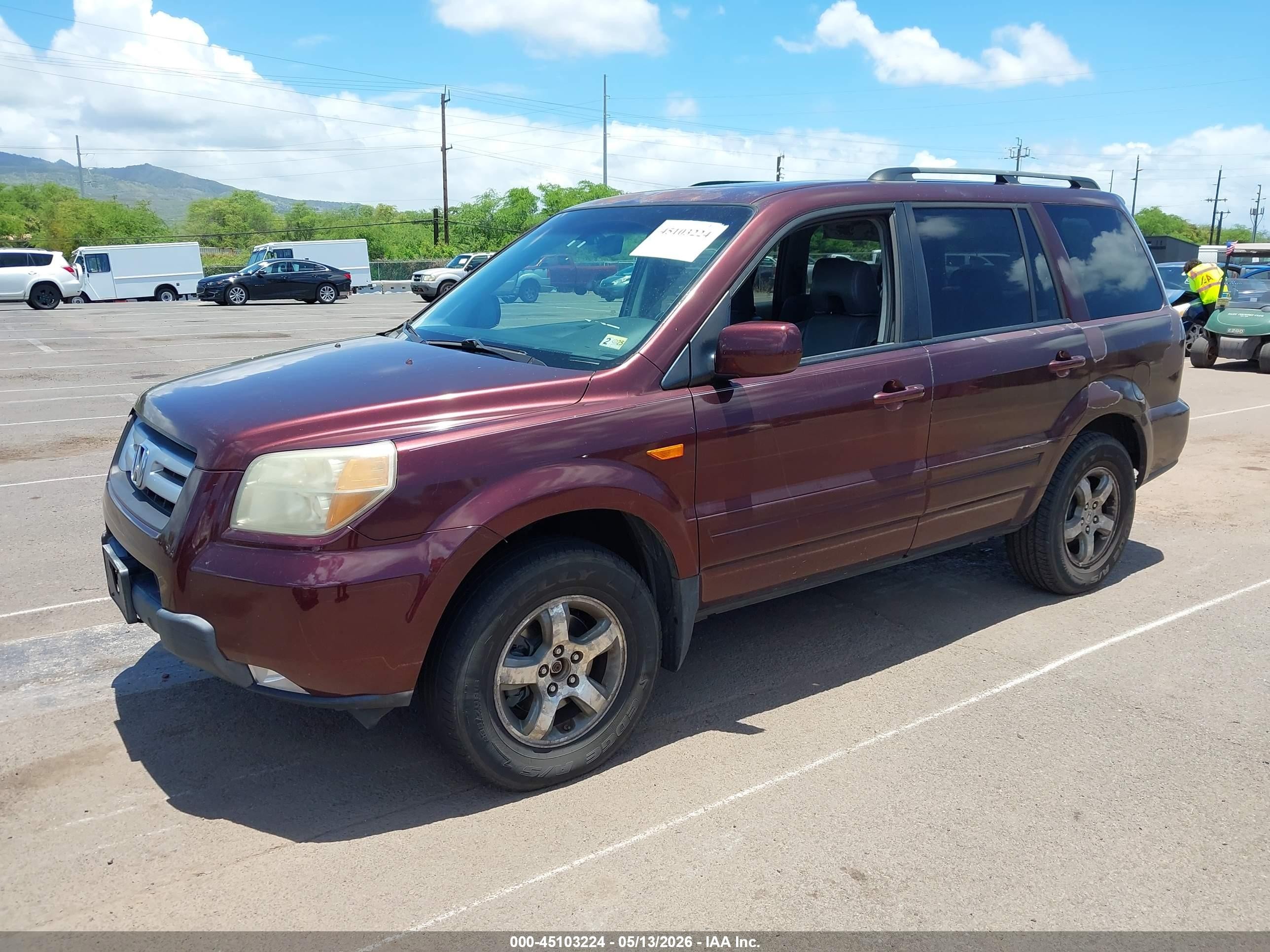 2007 Honda Pilot Ex-l Maroon vin: 2HKYF18687H536692