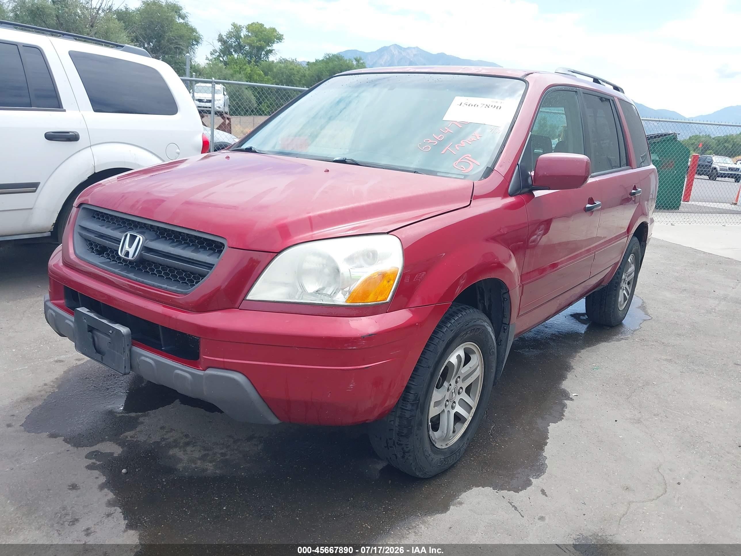 2003 Honda Pilot Ex-l Red vin: 2HKYF18693H536470