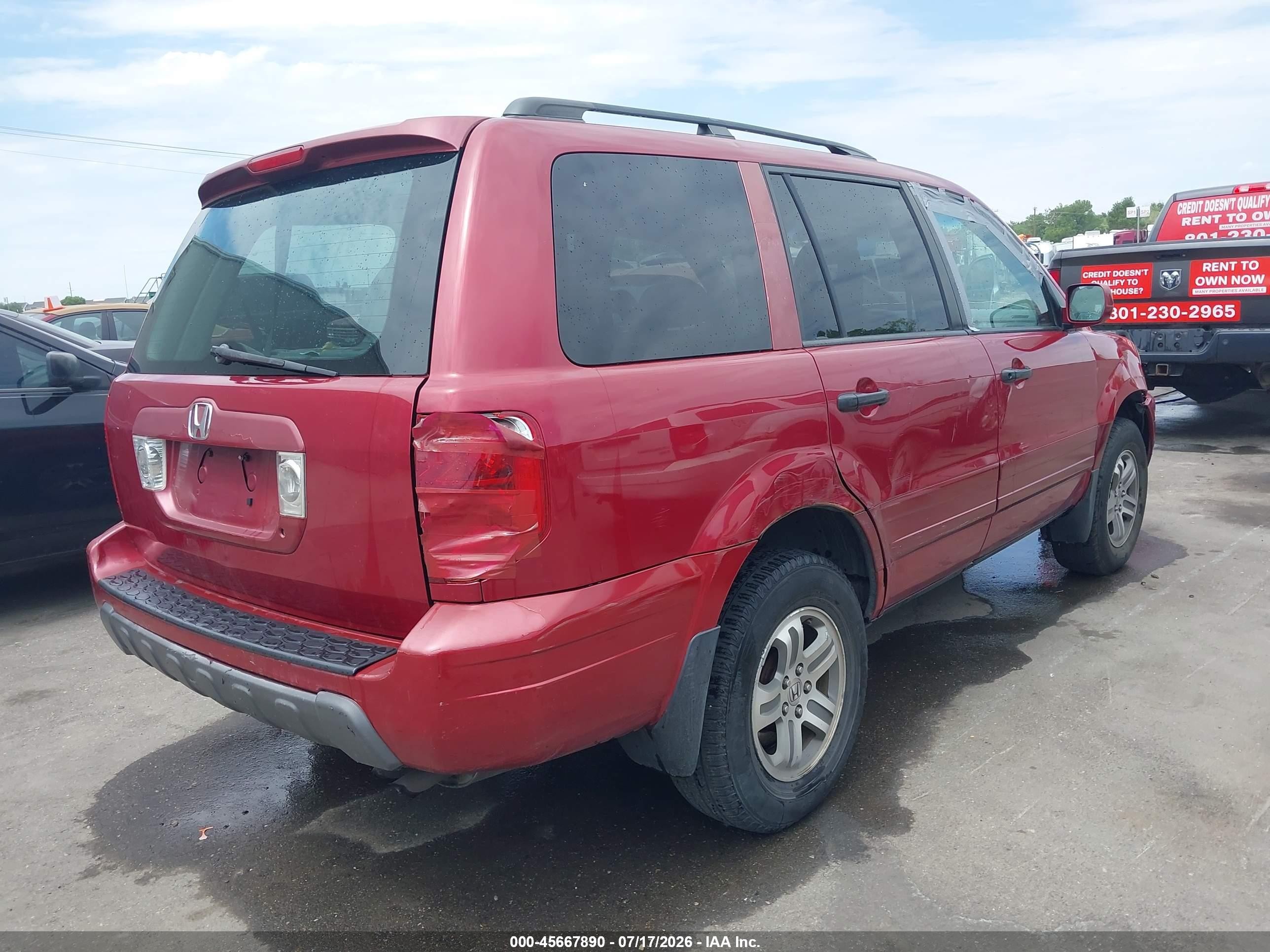 2003 Honda Pilot Ex-l Red vin: 2HKYF18693H536470