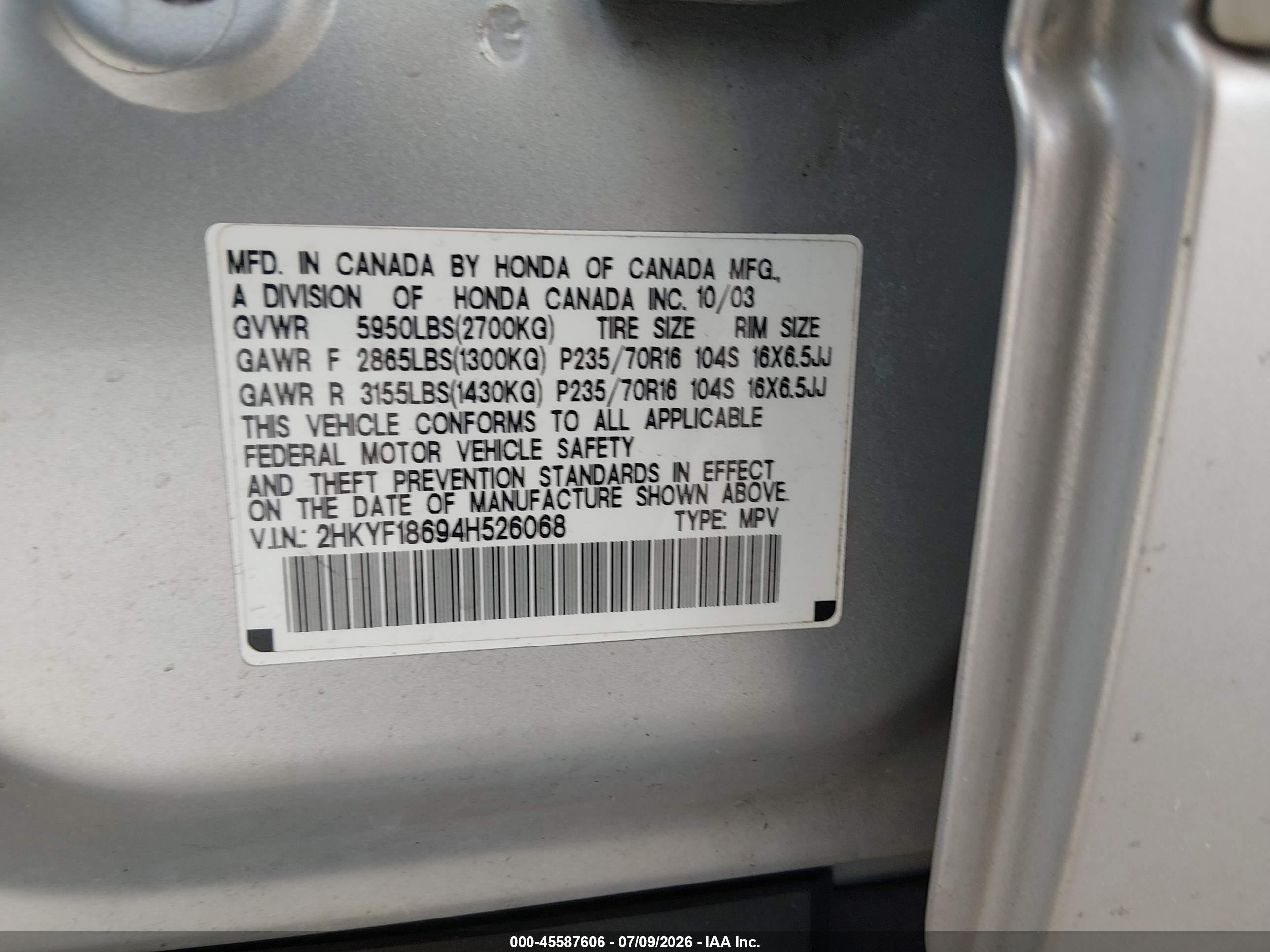2004 Honda Pilot Ex-l Gray vin: 2HKYF18694H526068