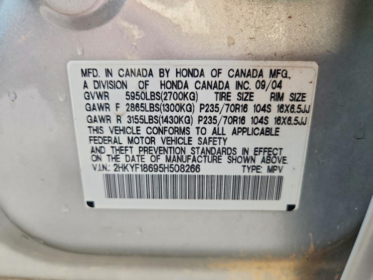 2005 Honda Pilot Exl Серебряный vin: 2HKYF18695H508266