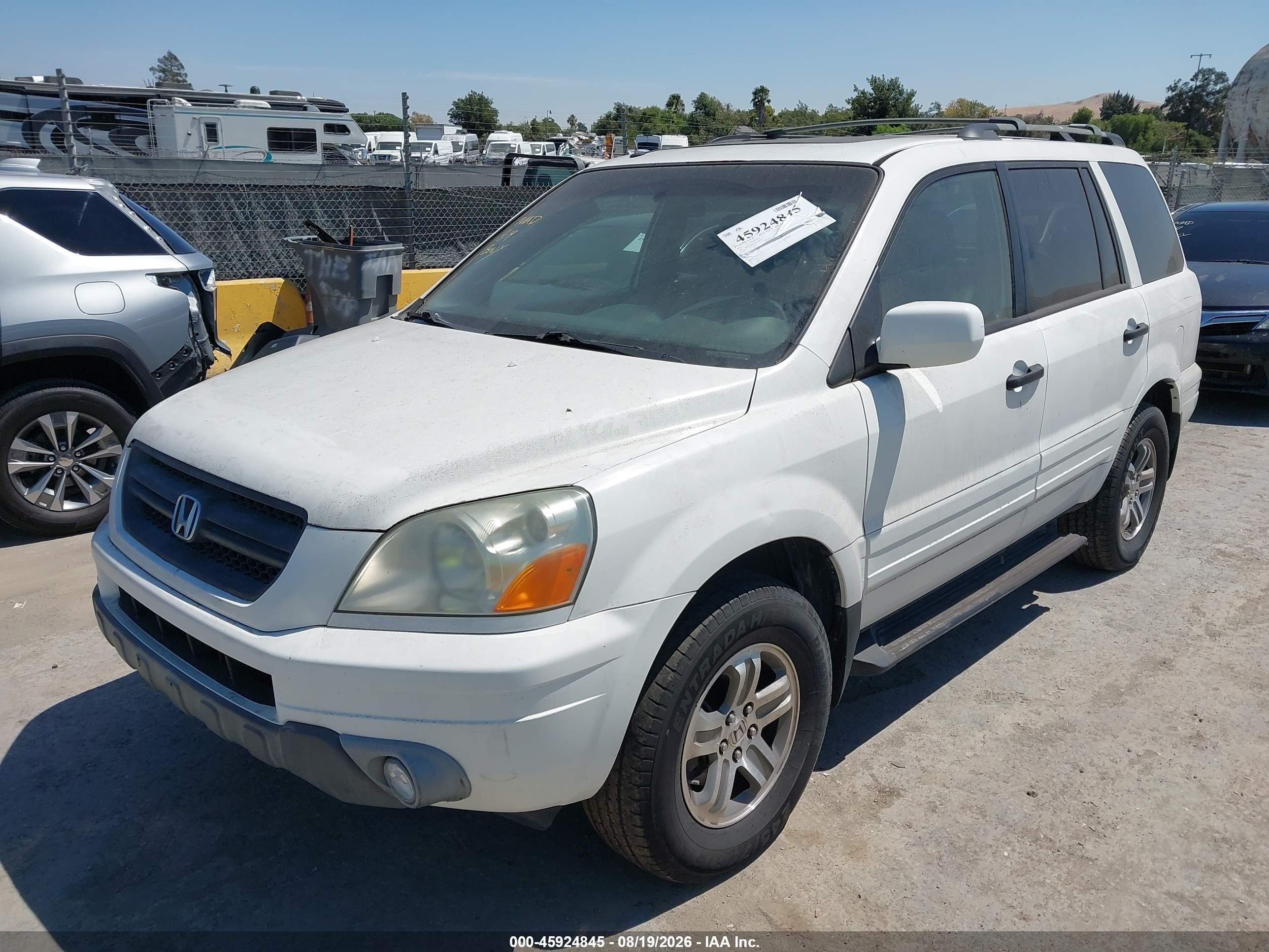 2005 Honda Pilot Ex-l White vin: 2HKYF18695H510972