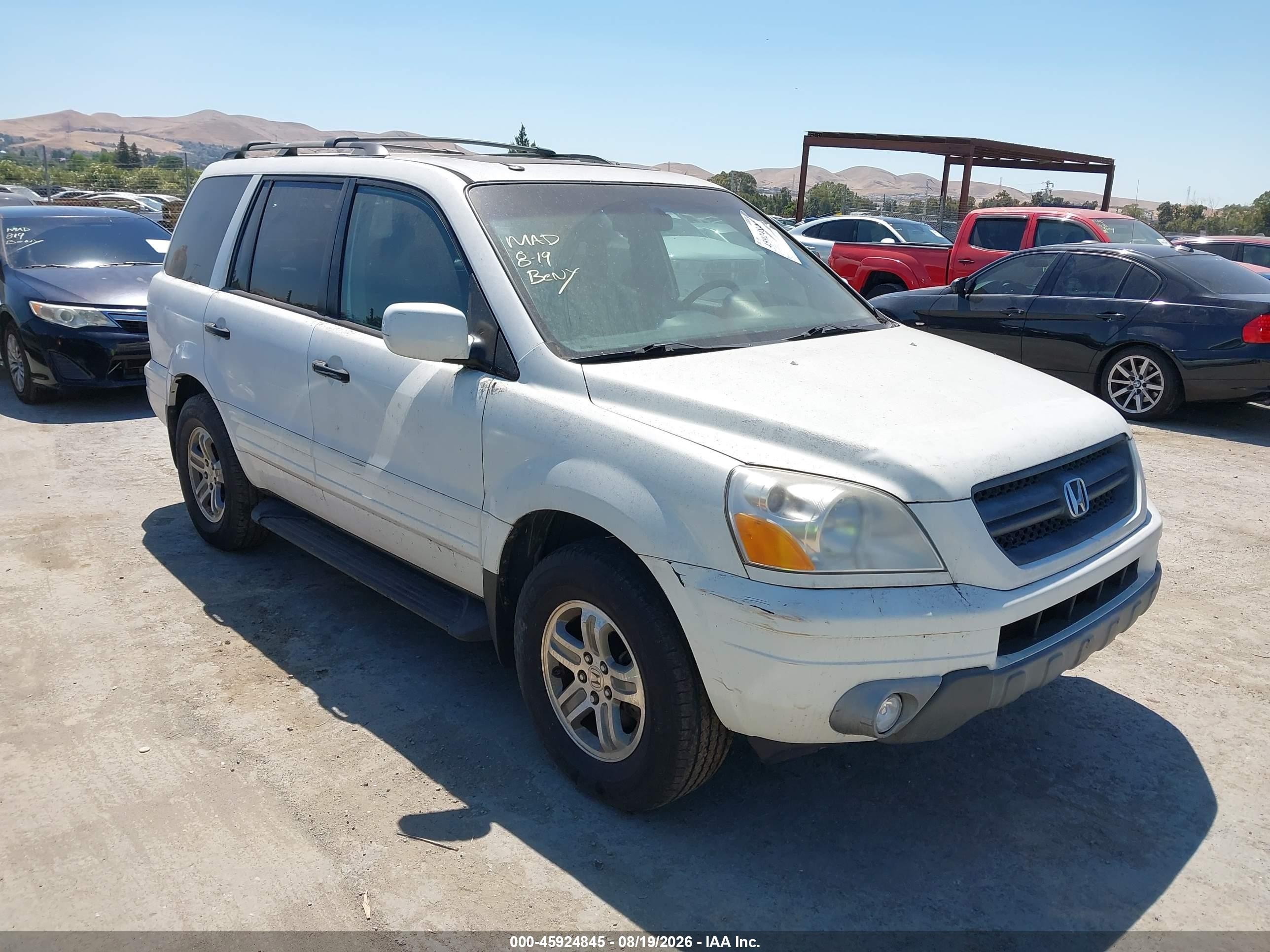 2005 Honda Pilot Ex-l White vin: 2HKYF18695H510972