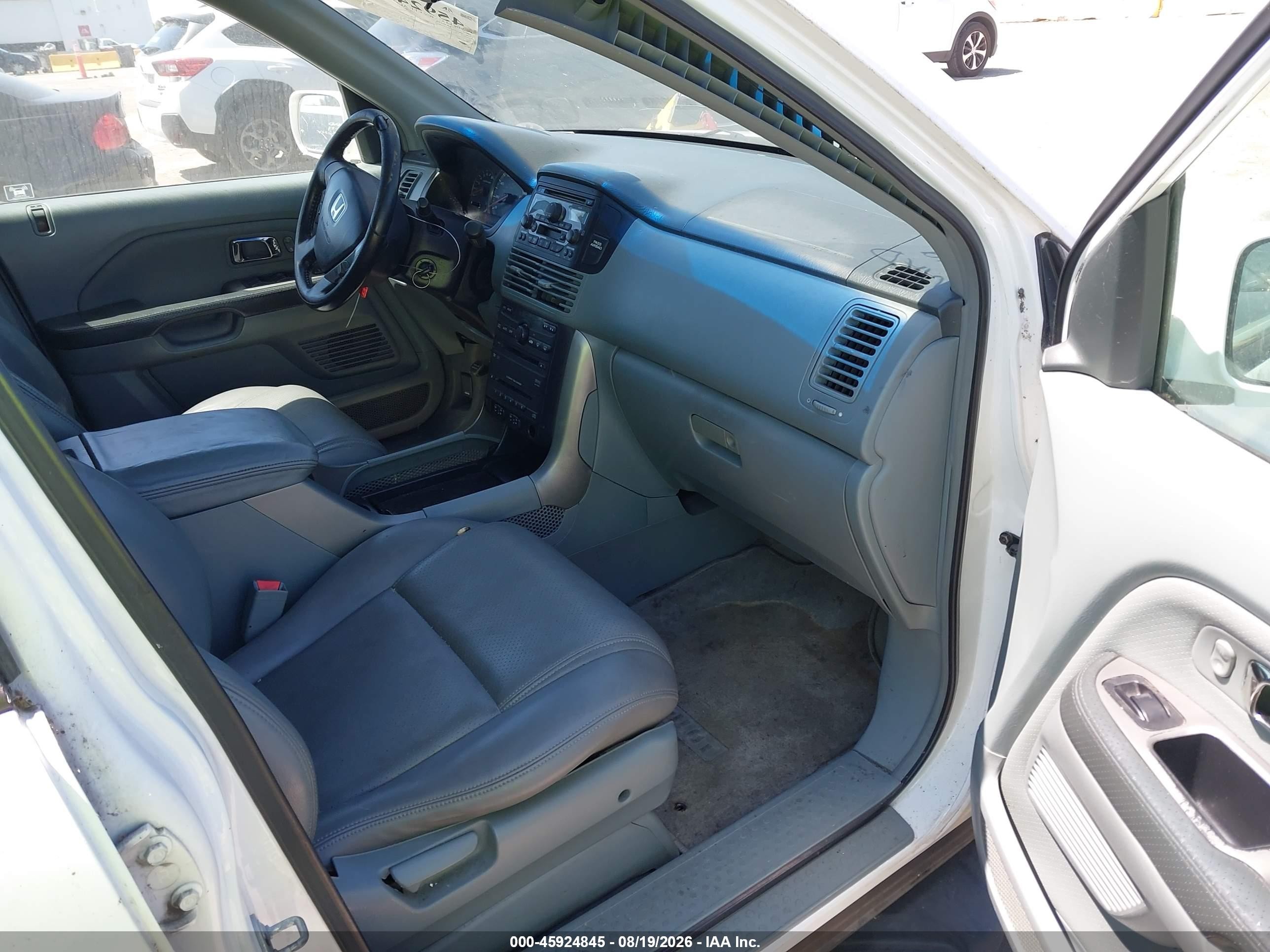 2005 Honda Pilot Ex-l White vin: 2HKYF18695H510972