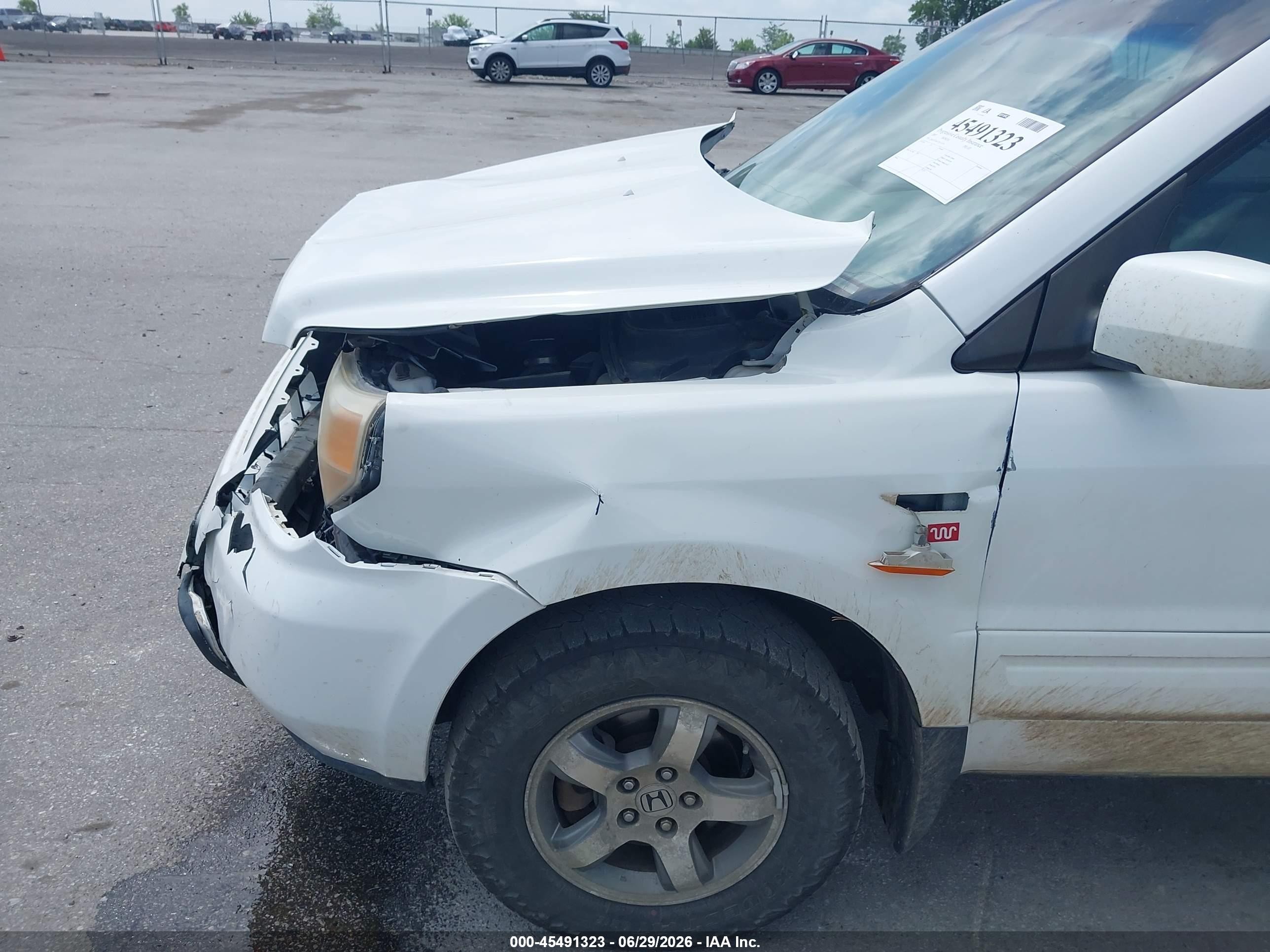 2007 Honda Pilot Ex-l White vin: 2HKYF18697H515379