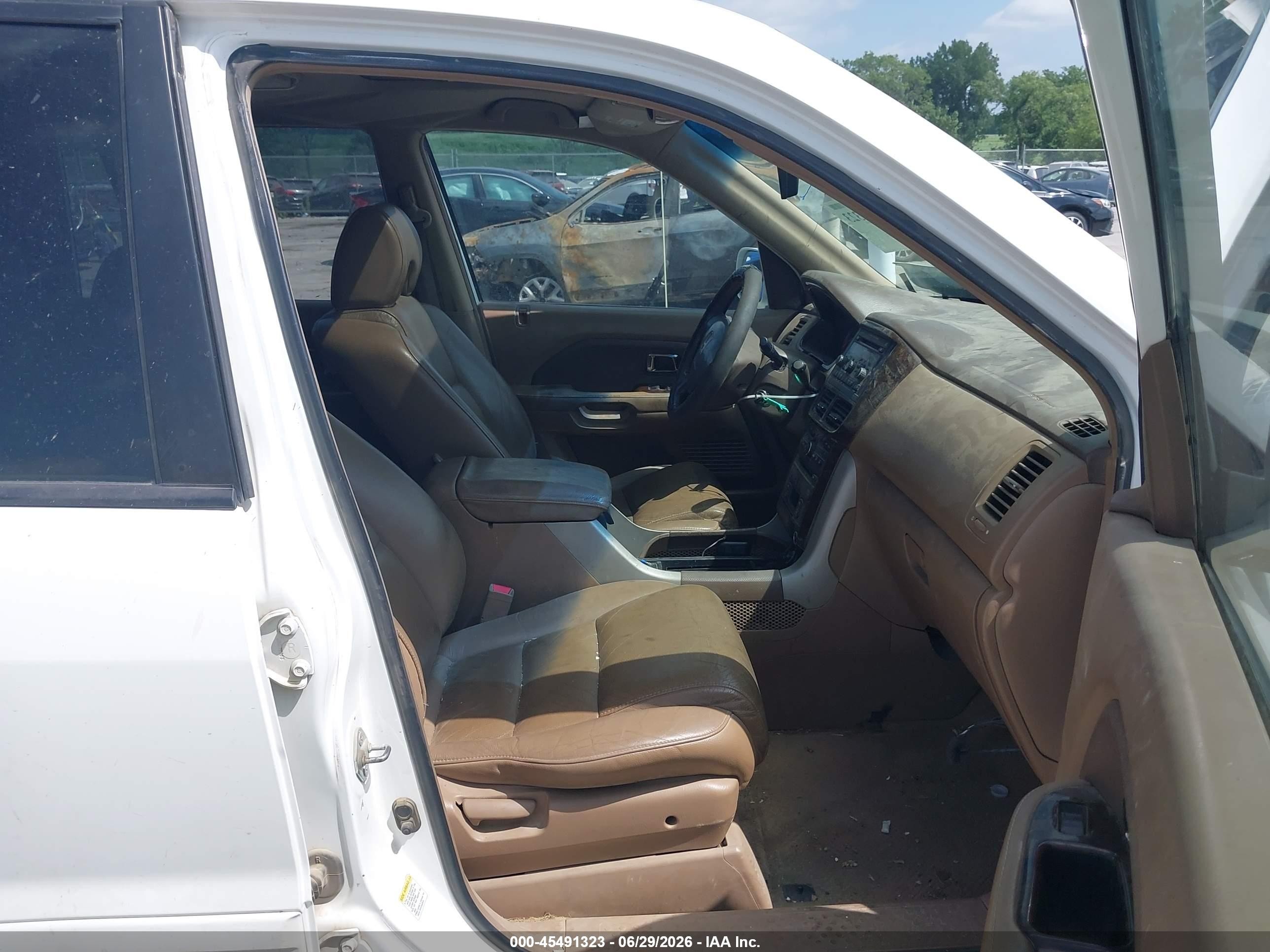 2007 Honda Pilot Ex-l White vin: 2HKYF18697H515379