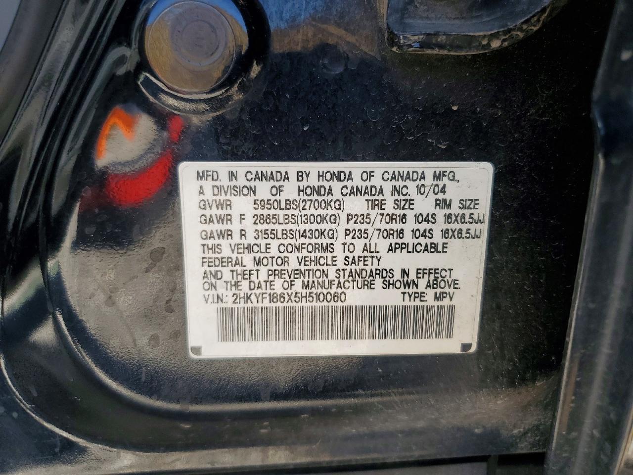 2005 Honda Pilot Exl Black vin: 2HKYF186X5H510060