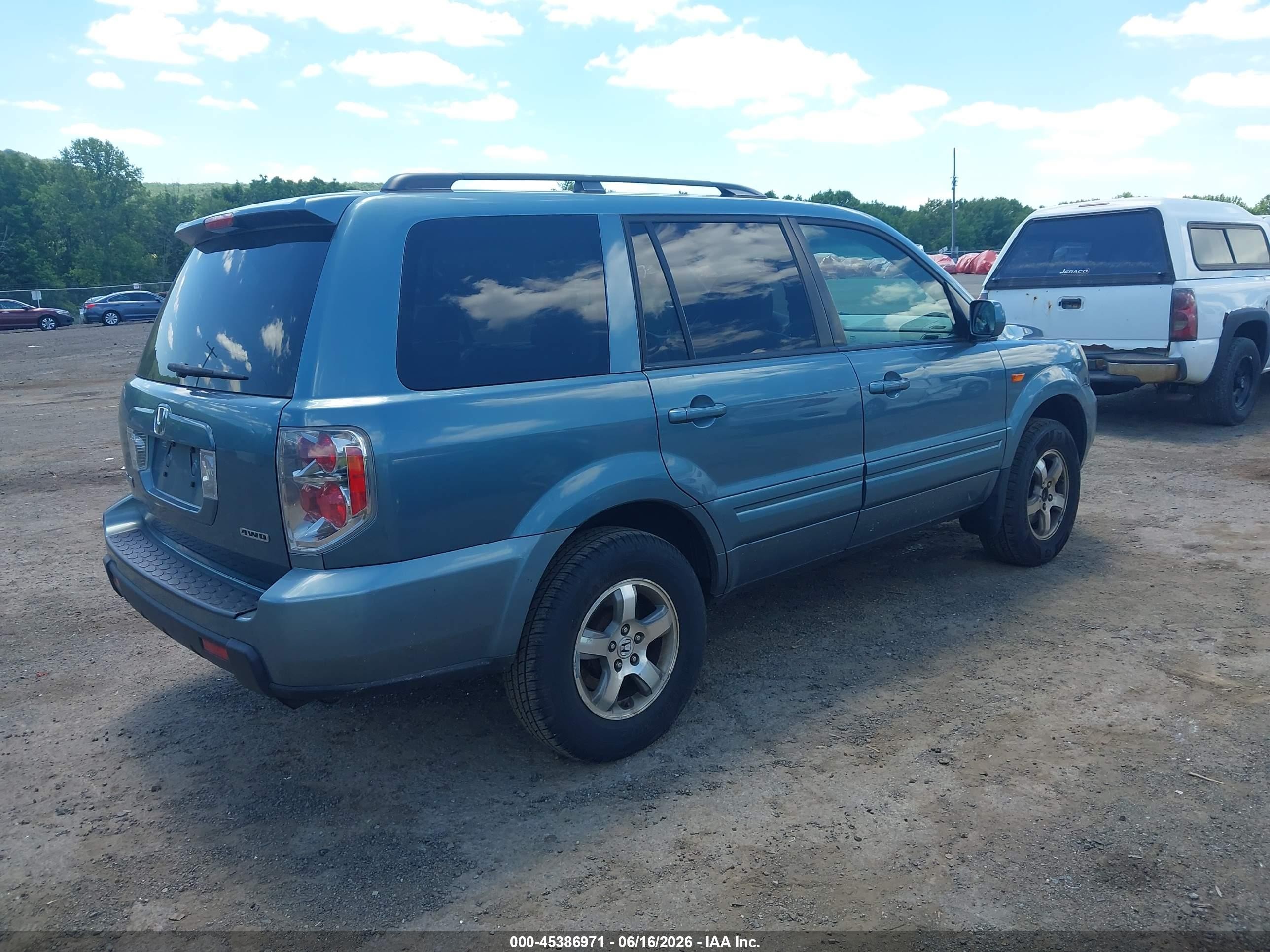 2006 Honda Pilot Ex Blue vin: 2HKYF186X6H540032