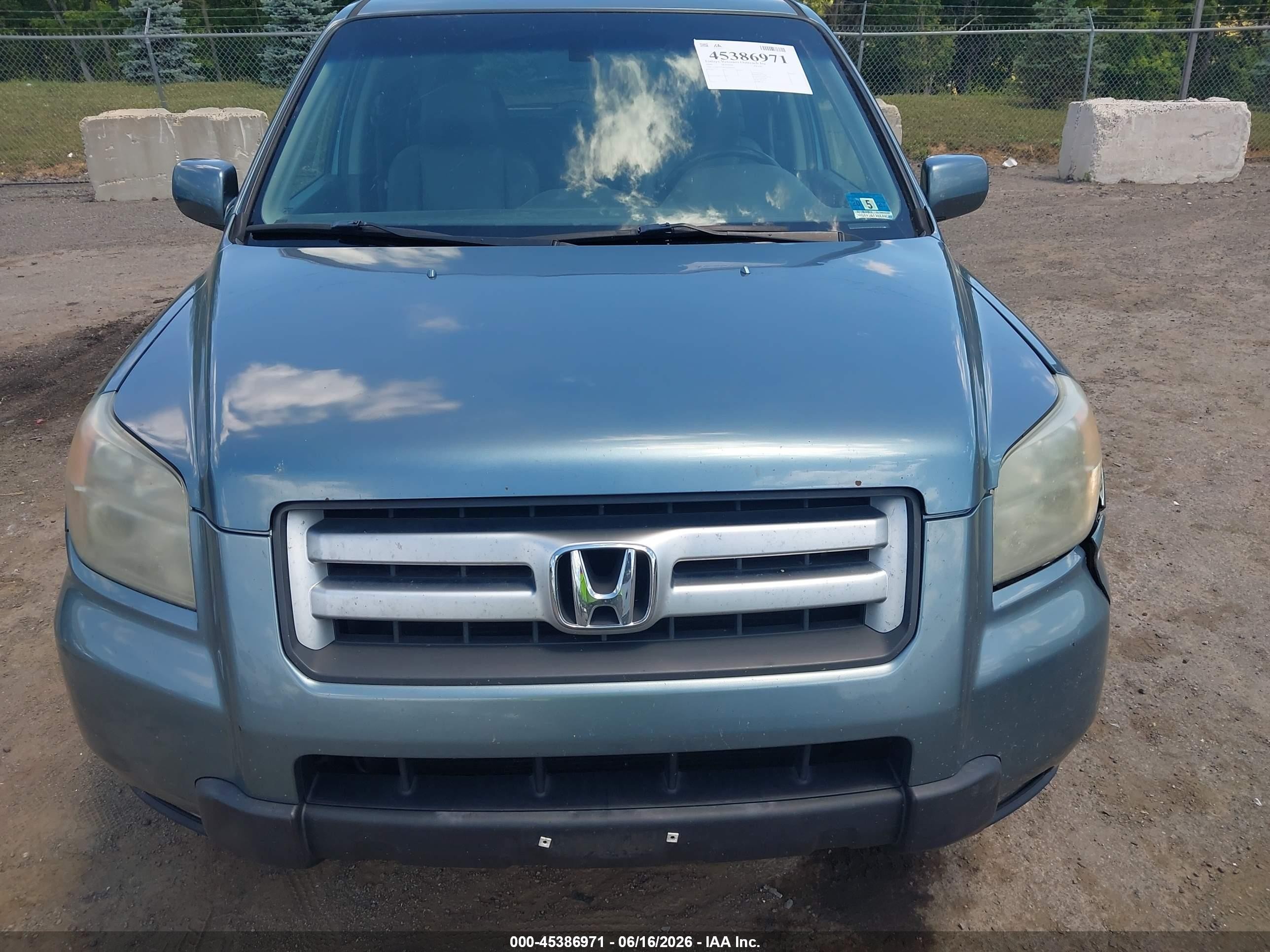 2006 Honda Pilot Ex Blue vin: 2HKYF186X6H540032