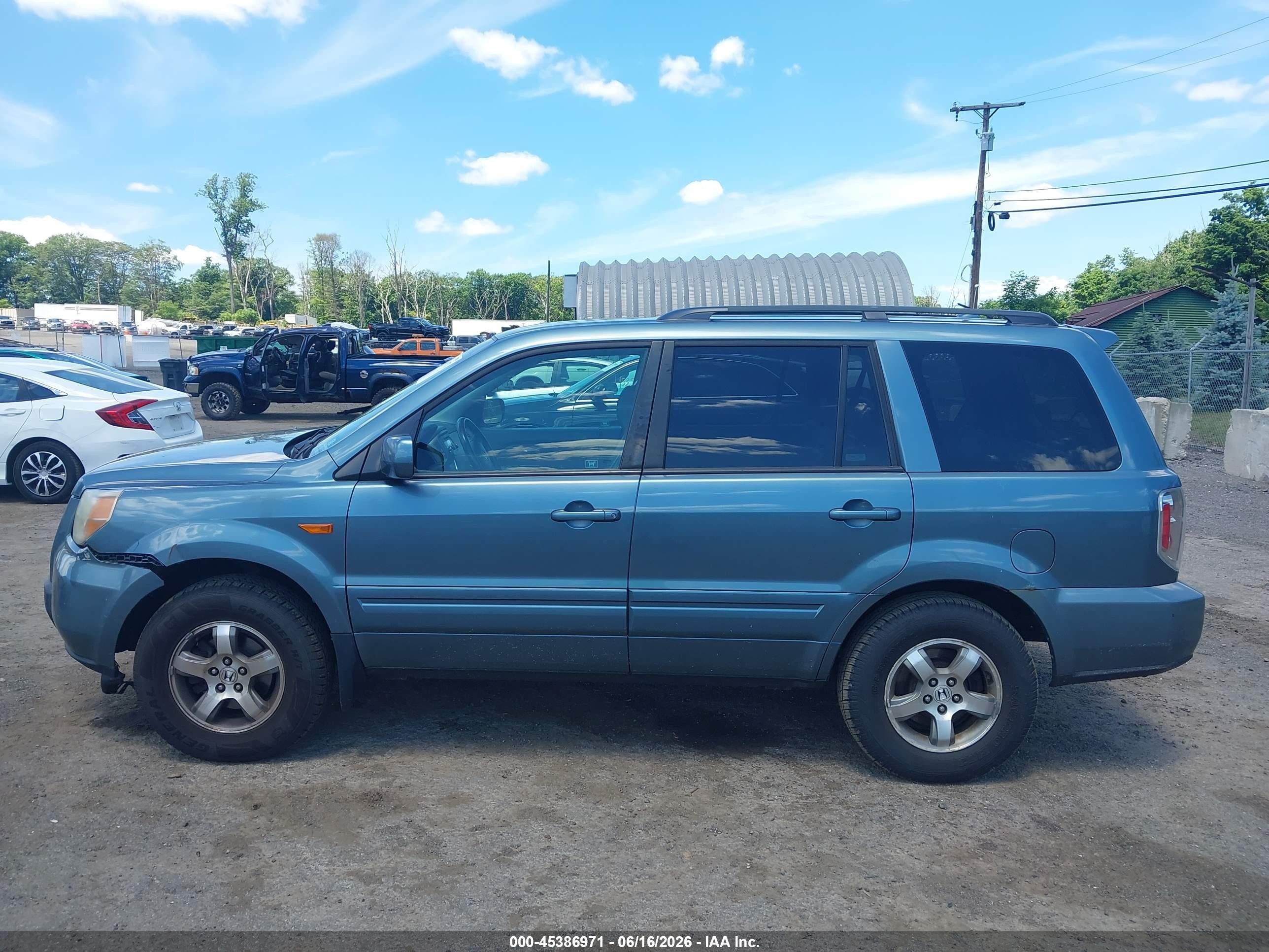 2006 Honda Pilot Ex Blue vin: 2HKYF186X6H540032
