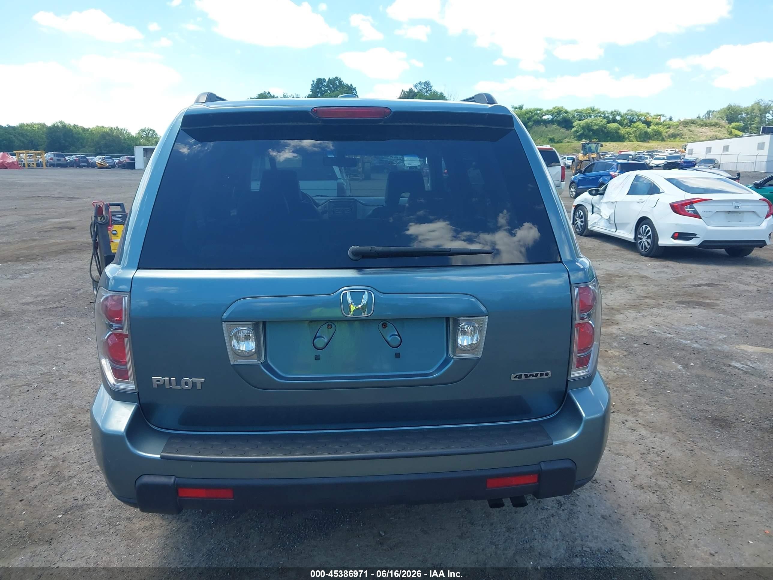 2006 Honda Pilot Ex Blue vin: 2HKYF186X6H540032
