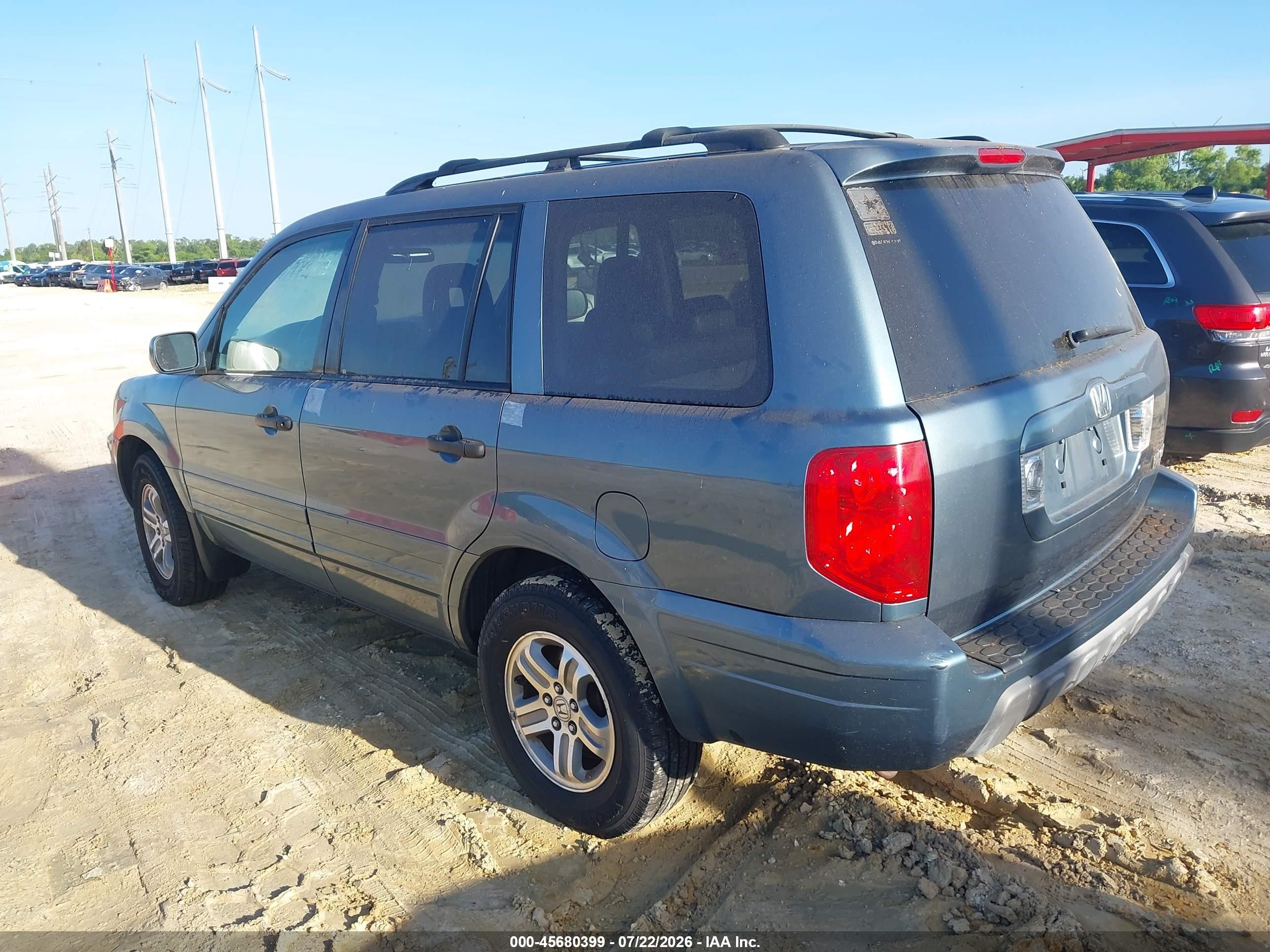2005 Honda Pilot Ex-l Light Blue vin: 2HKYF18705H570275
