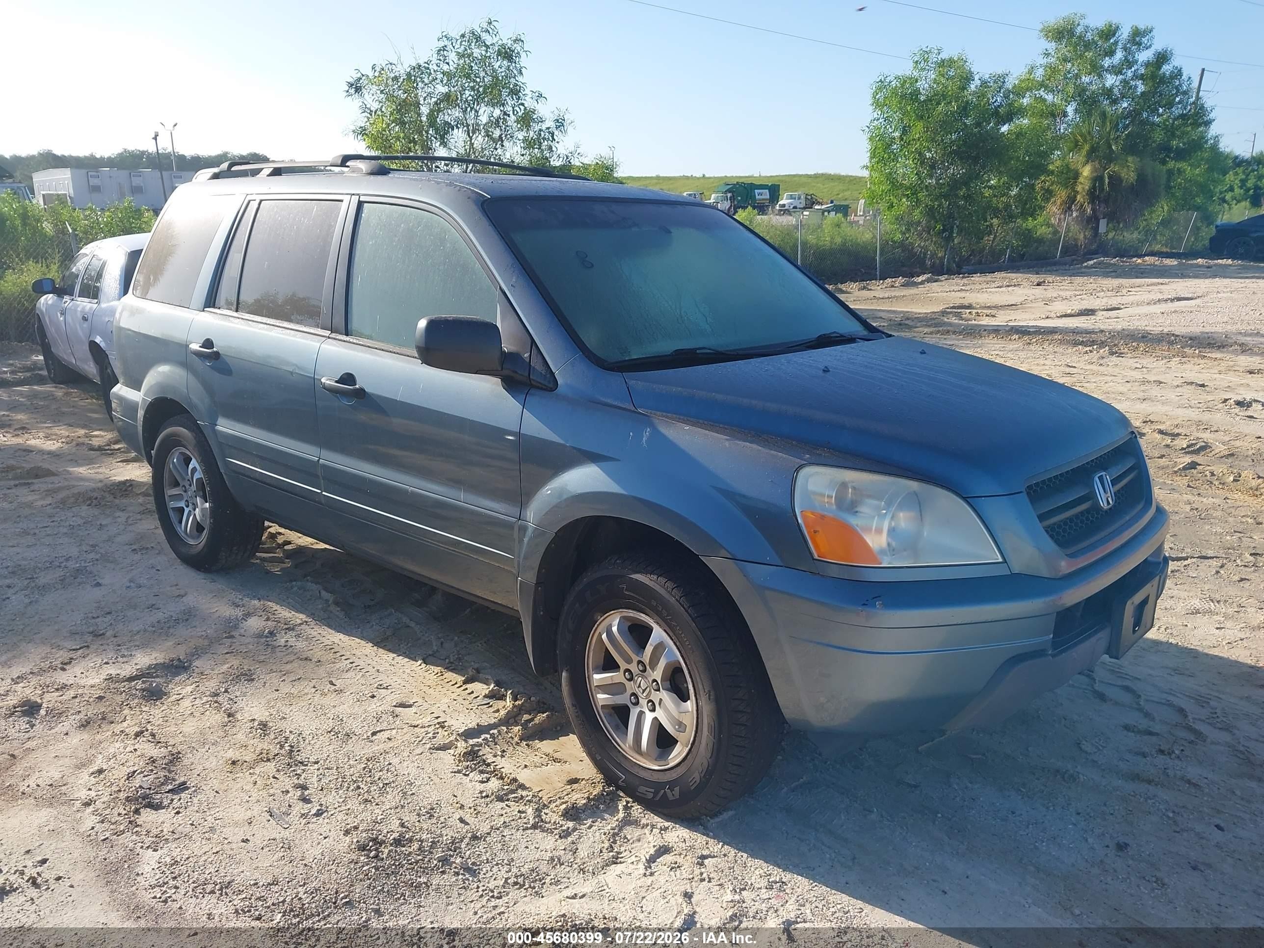 2005 Honda Pilot Ex-l Light Blue vin: 2HKYF18705H570275