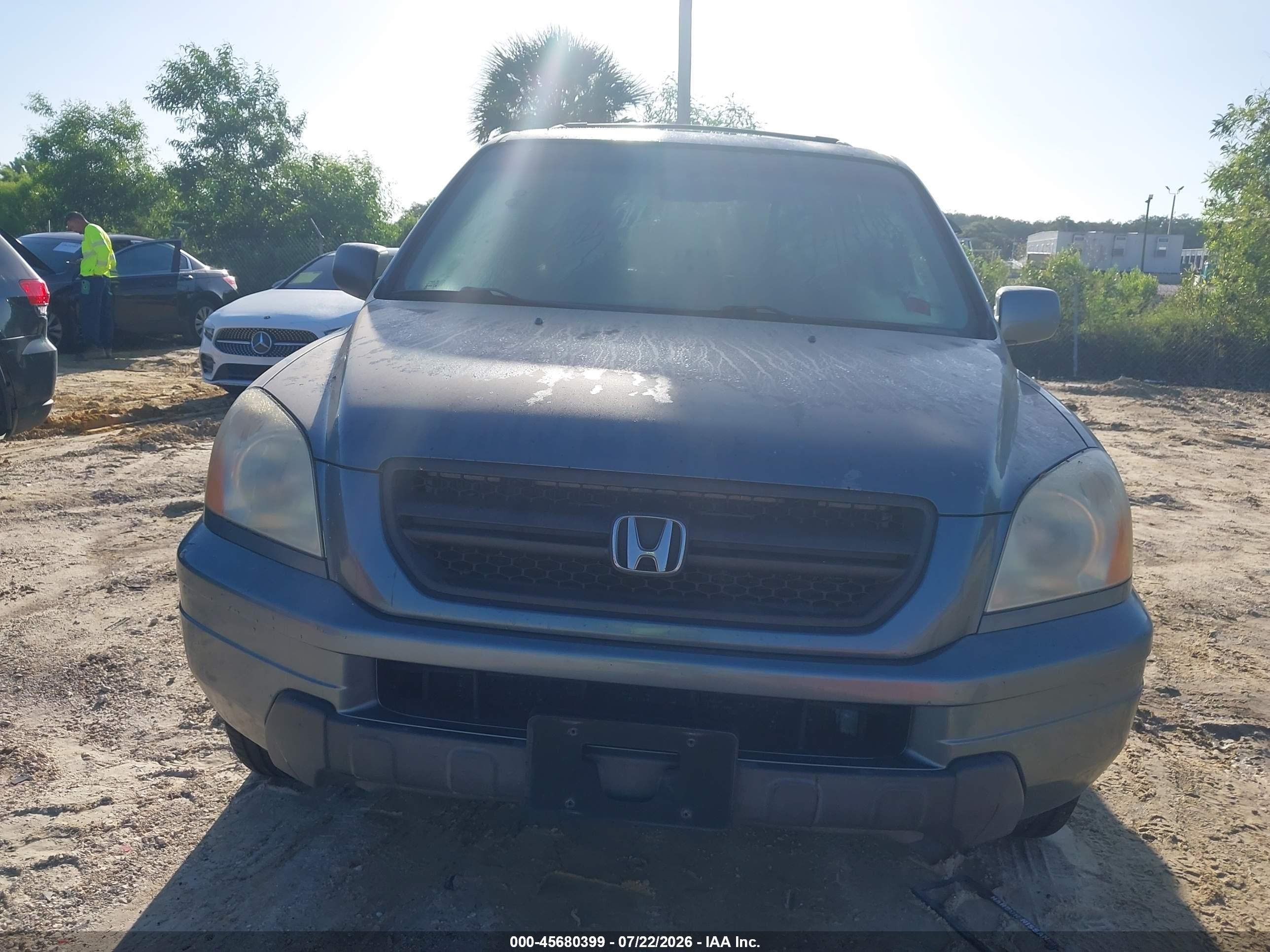 2005 Honda Pilot Ex-l Light Blue vin: 2HKYF18705H570275