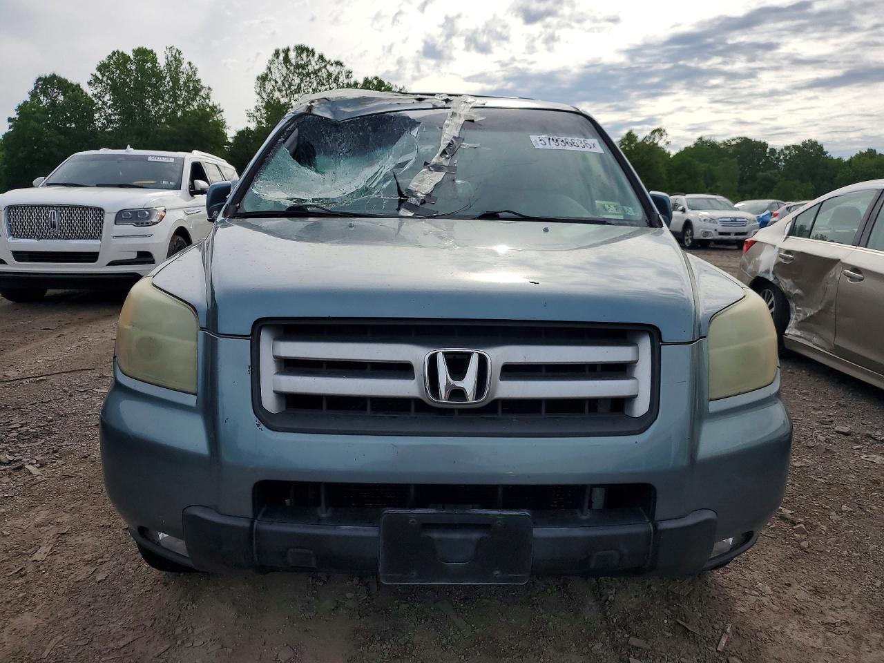 2006 Honda Pilot Ex Blue vin: 2HKYF18706H535608