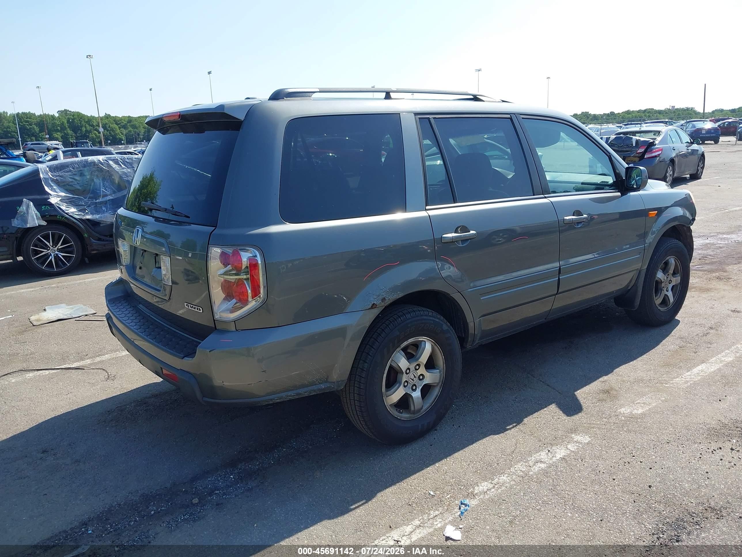 2007 Honda Pilot Ex-l Gray vin: 2HKYF18707H510354