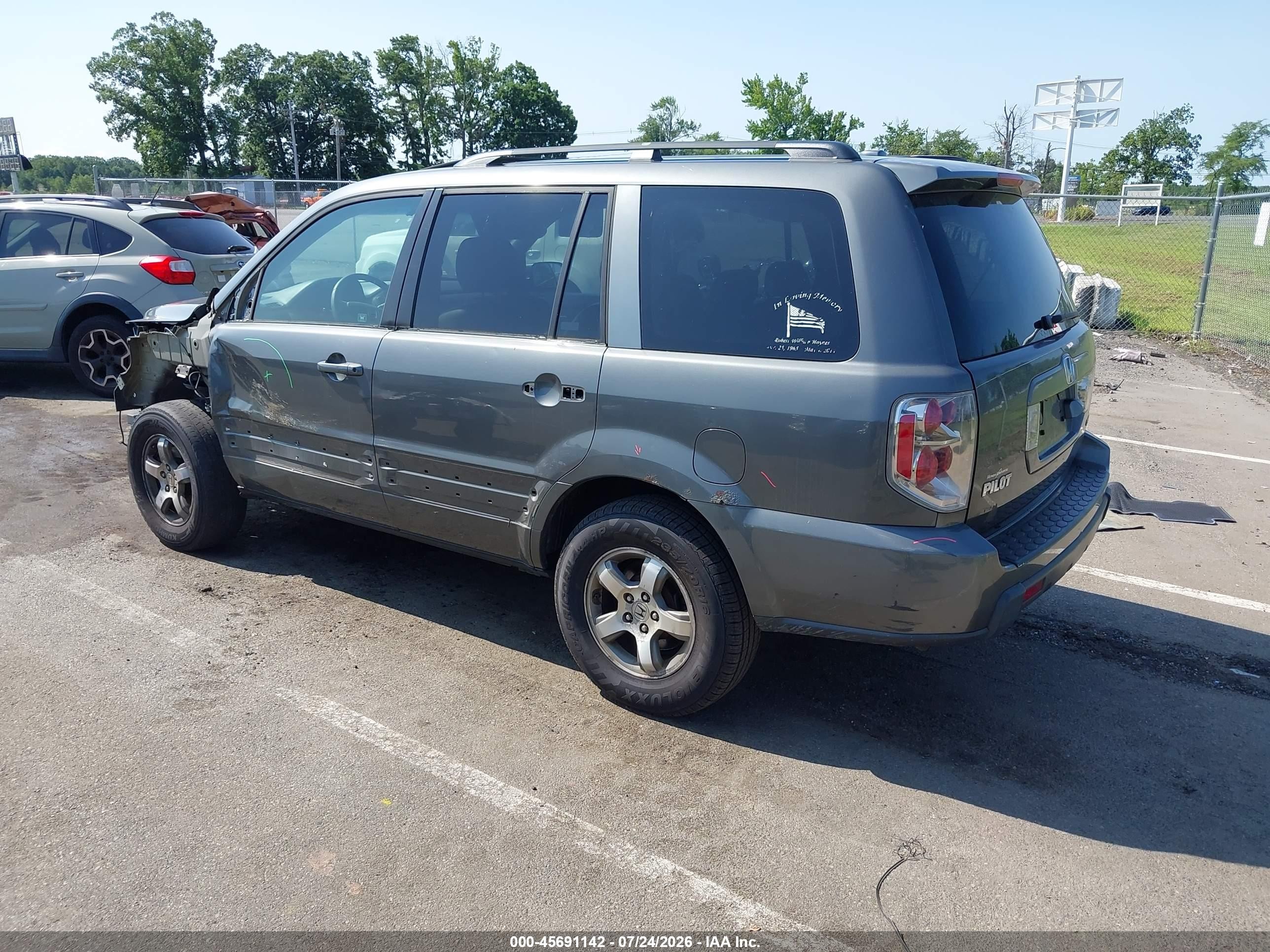 2007 Honda Pilot Ex-l Gray vin: 2HKYF18707H510354