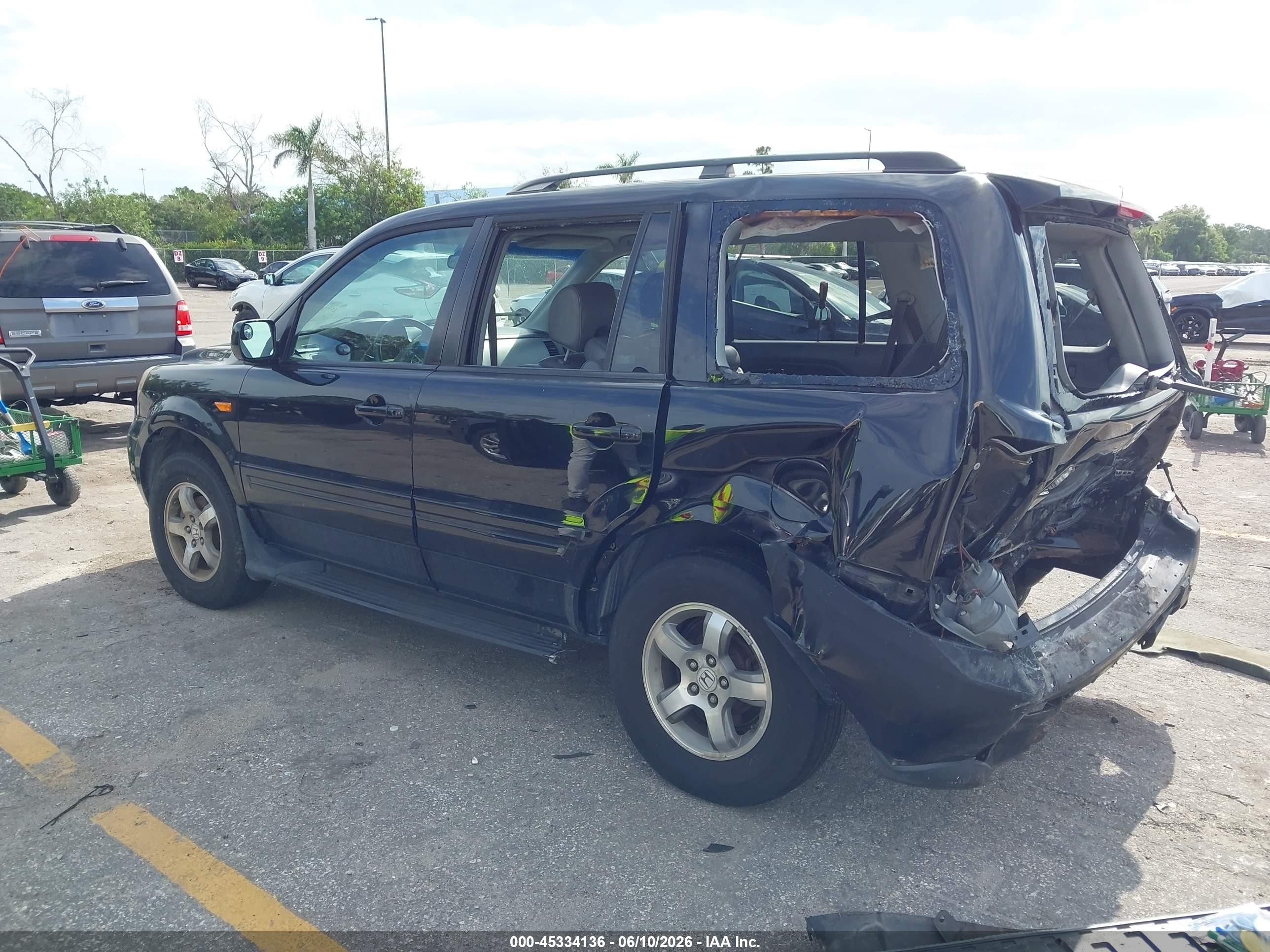 2007 Honda Pilot Ex-l Black vin: 2HKYF18727H519928