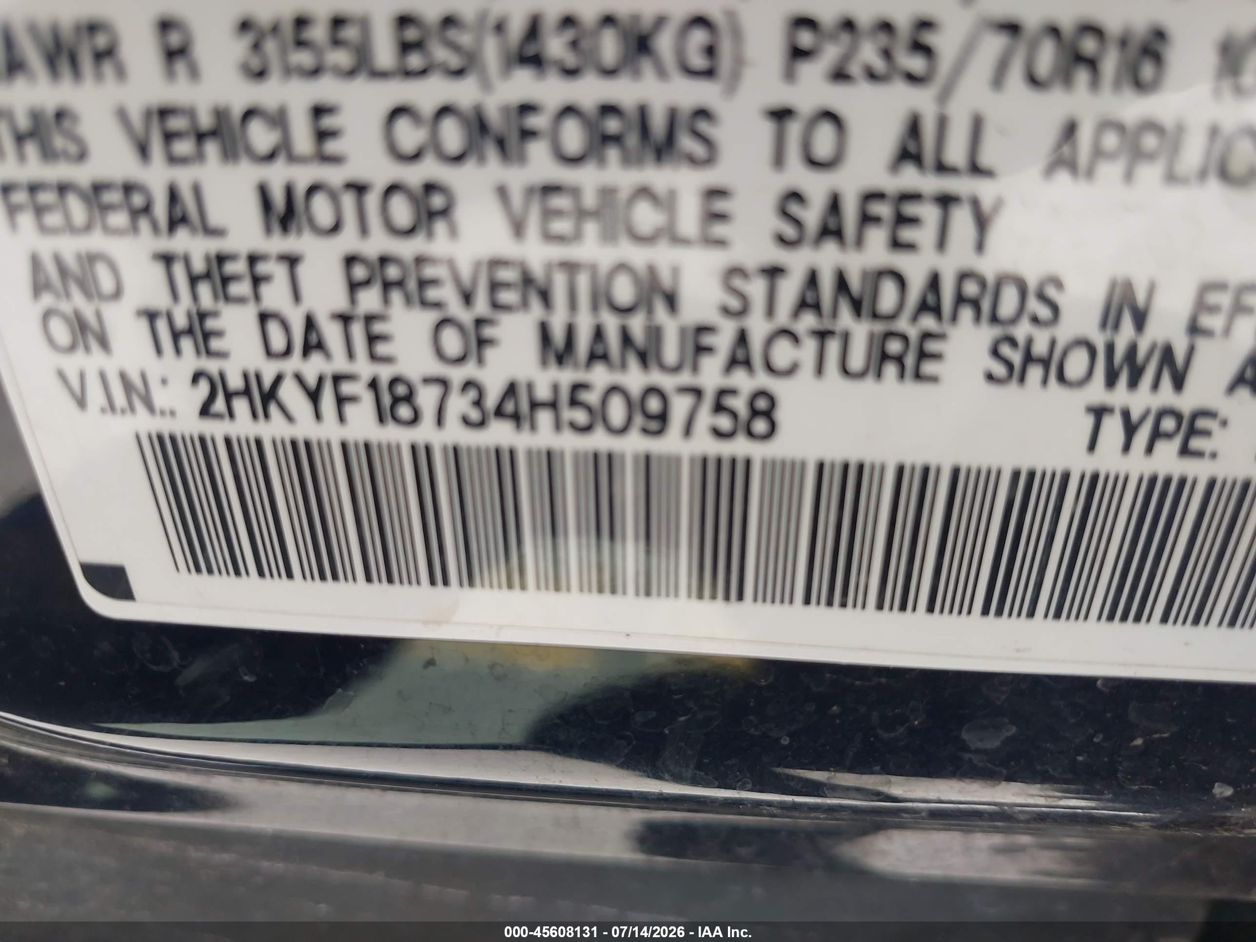 2004 Honda Pilot Ex-l Black vin: 2HKYF18734H509758