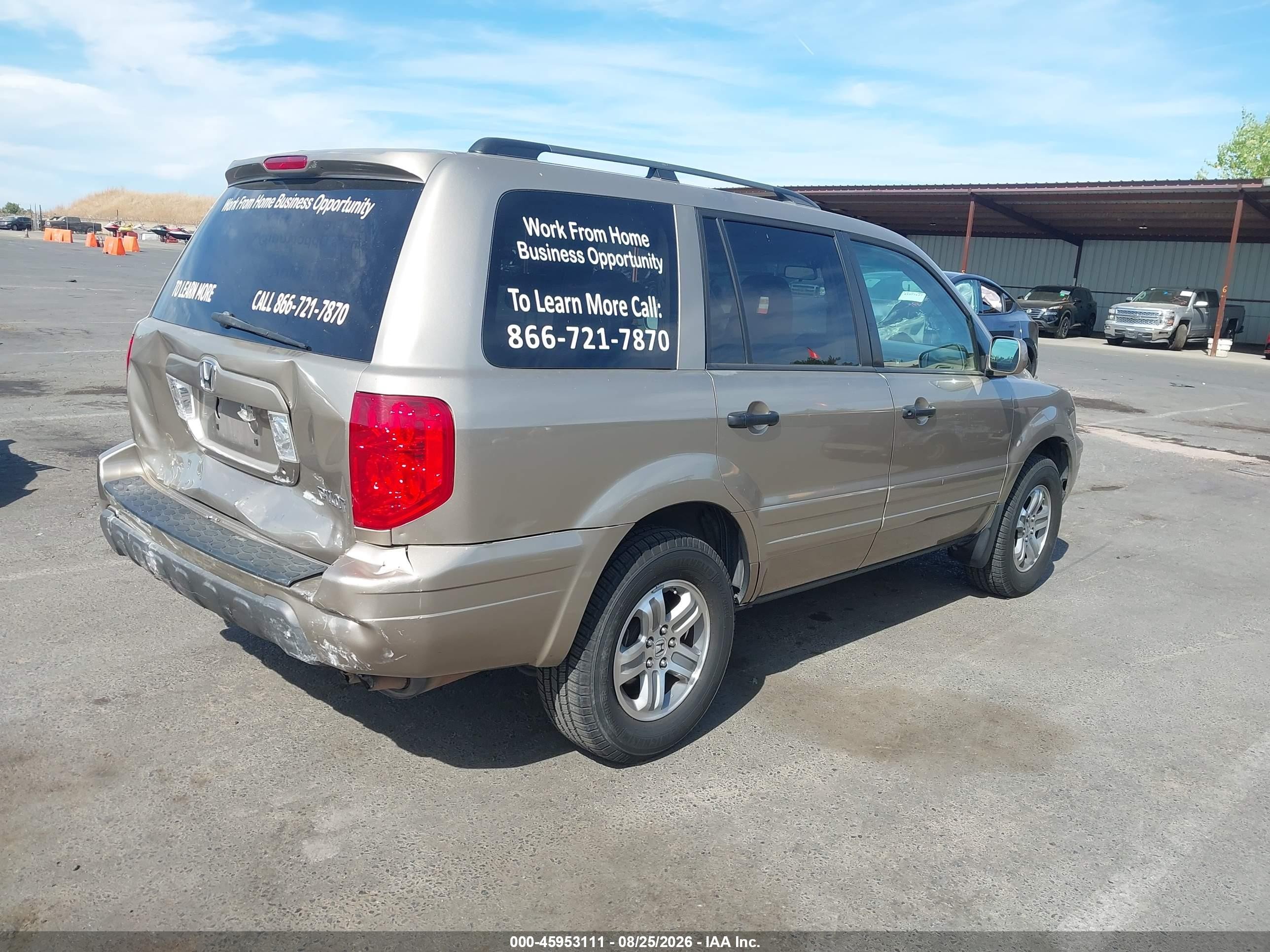 2005 Honda Pilot Ex-l Beige vin: 2HKYF18735H566902