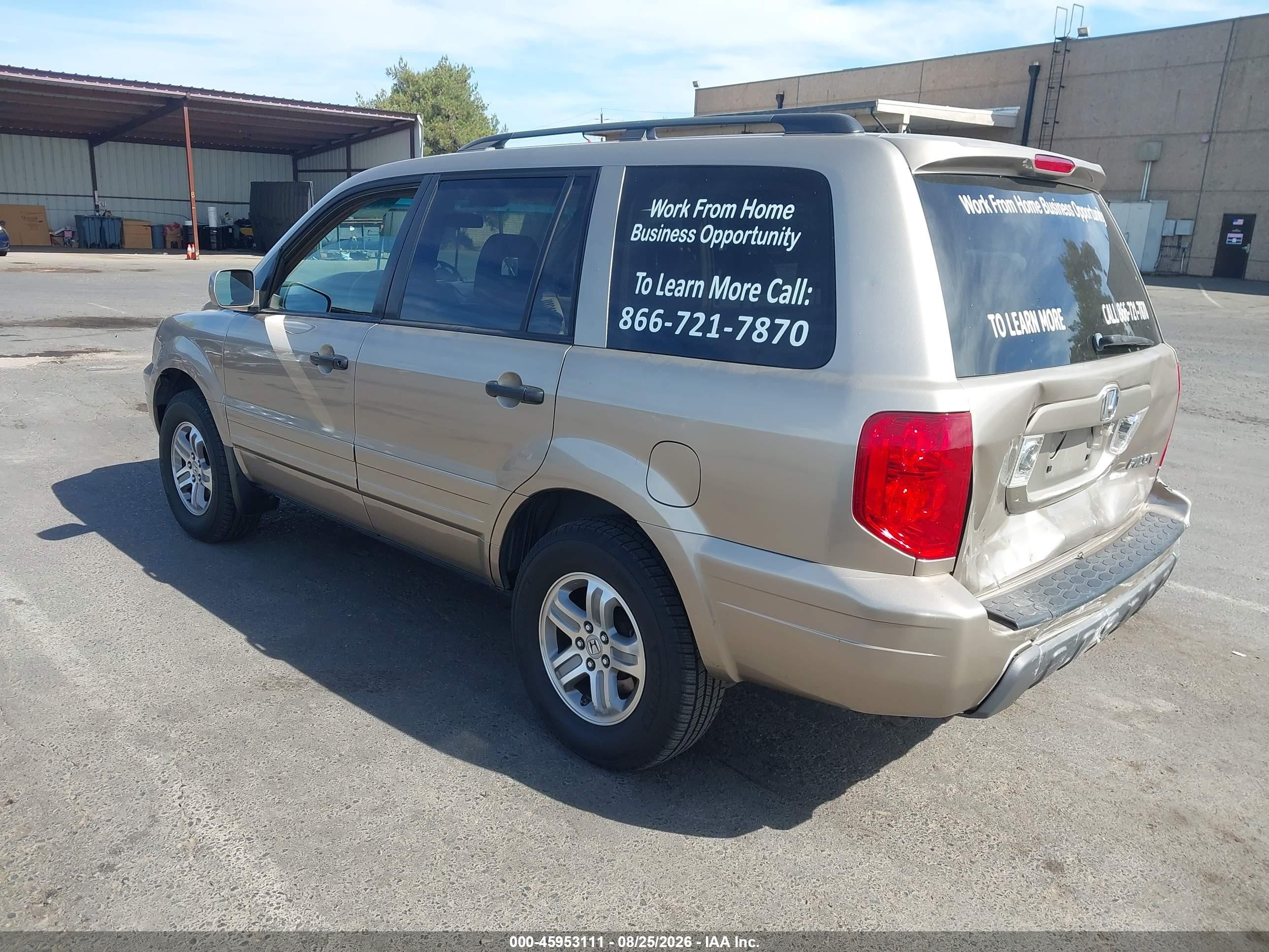 2005 Honda Pilot Ex-l Beige vin: 2HKYF18735H566902