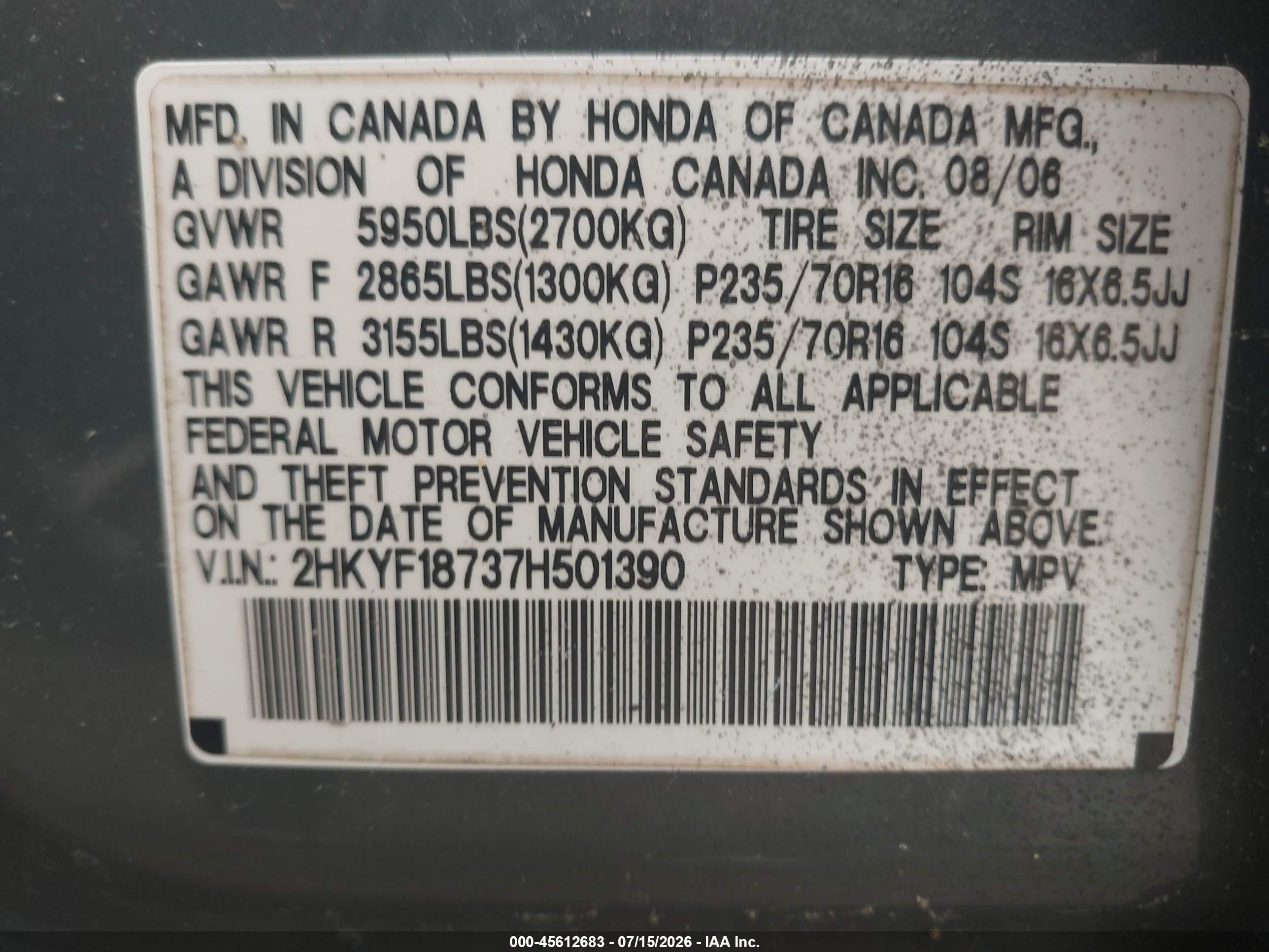 2007 Honda Pilot Ex-l Gray vin: 2HKYF18737H501390