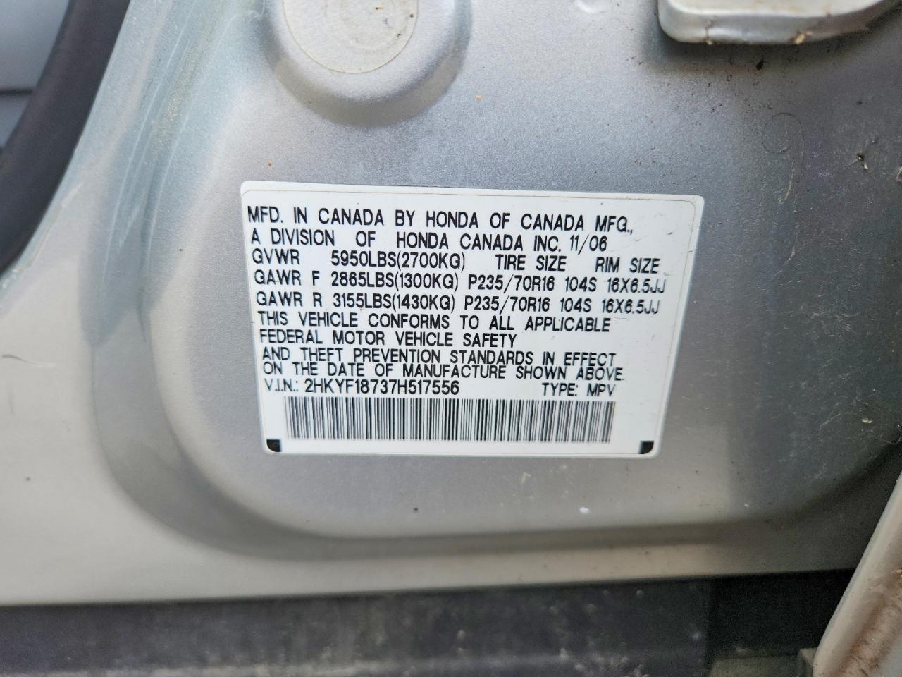 2007 Honda Pilot Exl Серебряный vin: 2HKYF18737H517556