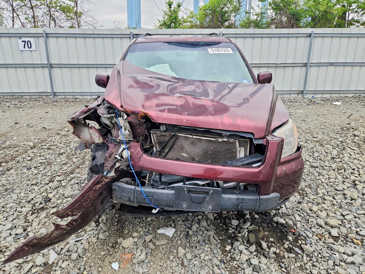 2007 Honda Pilot Exl Burgundy vin: 2HKYF18737H521395