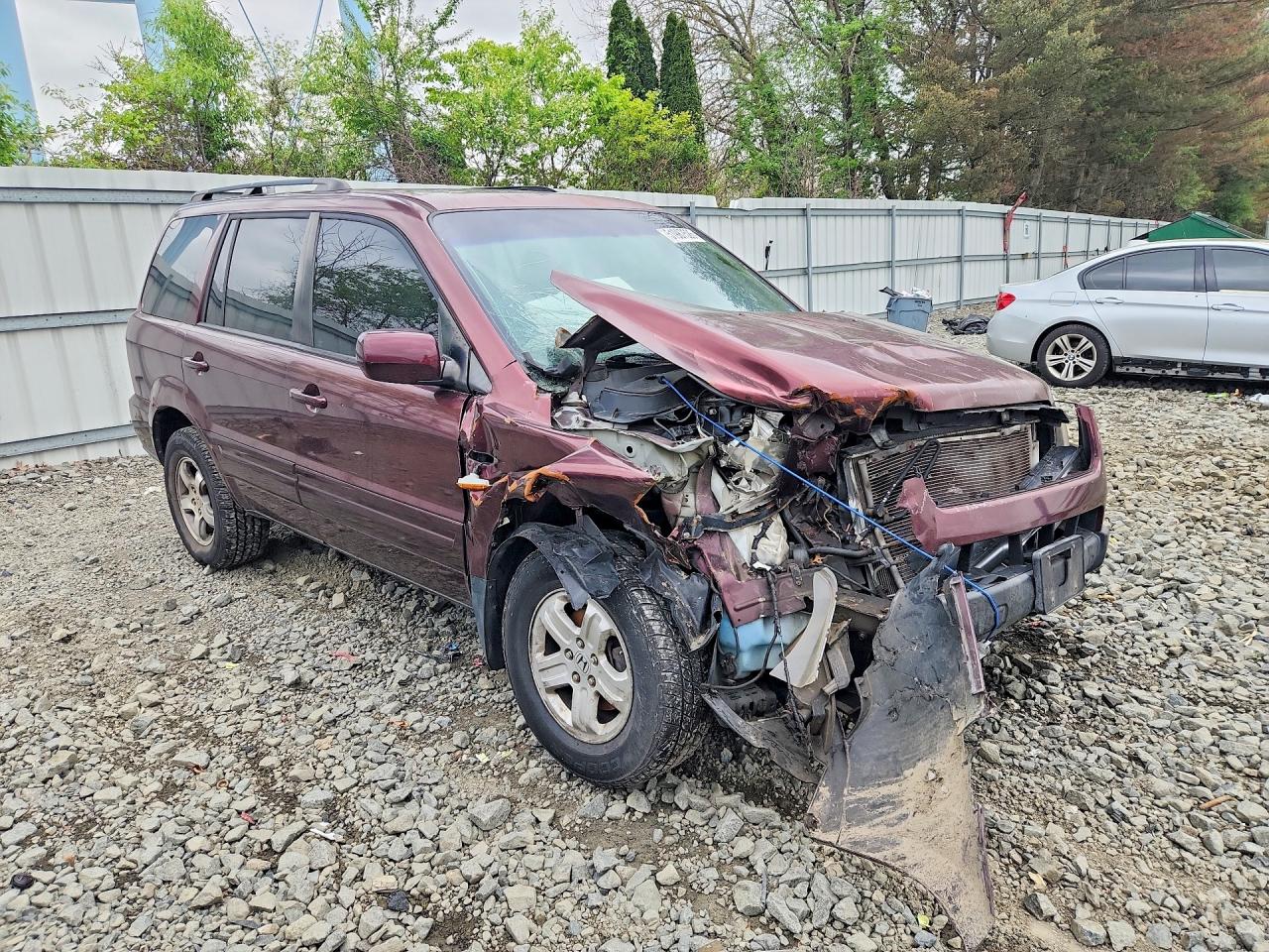 2007 Honda Pilot Exl Burgundy vin: 2HKYF18737H521395