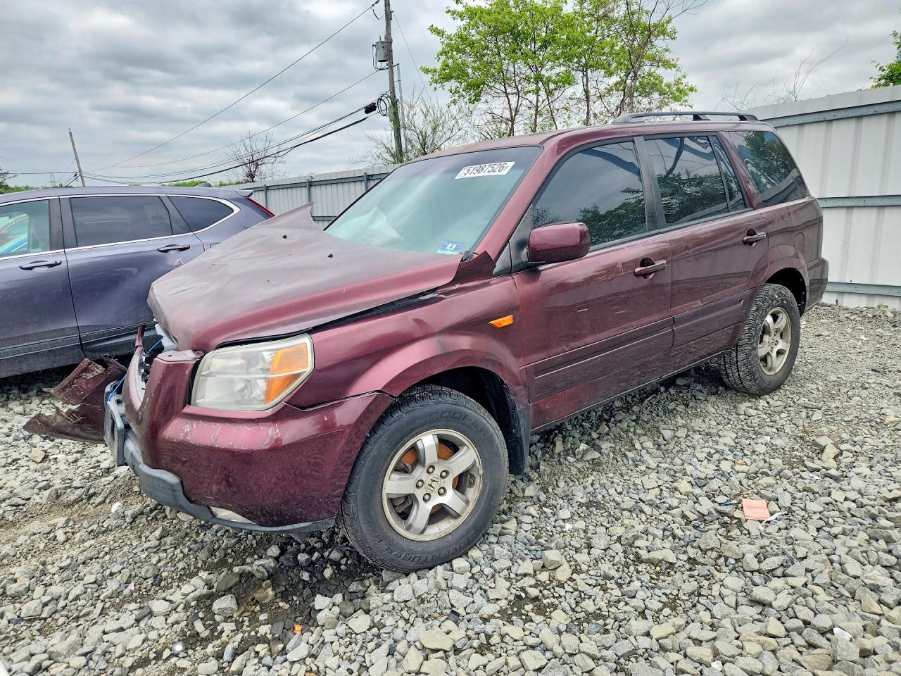 2007 Honda Pilot Exl Burgundy vin: 2HKYF18737H521395