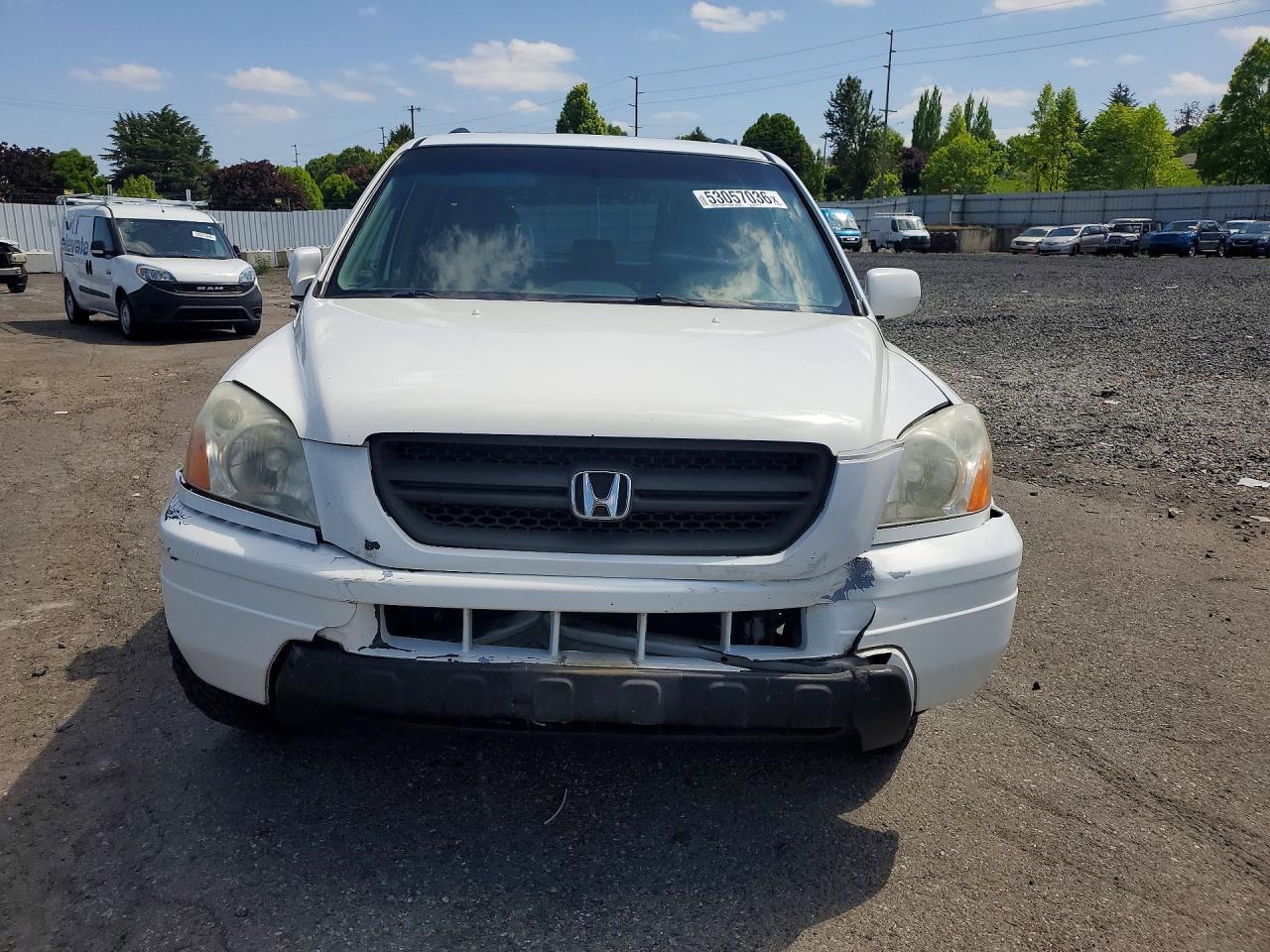 2005 Honda Pilot Exl White vin: 2HKYF18765H563587