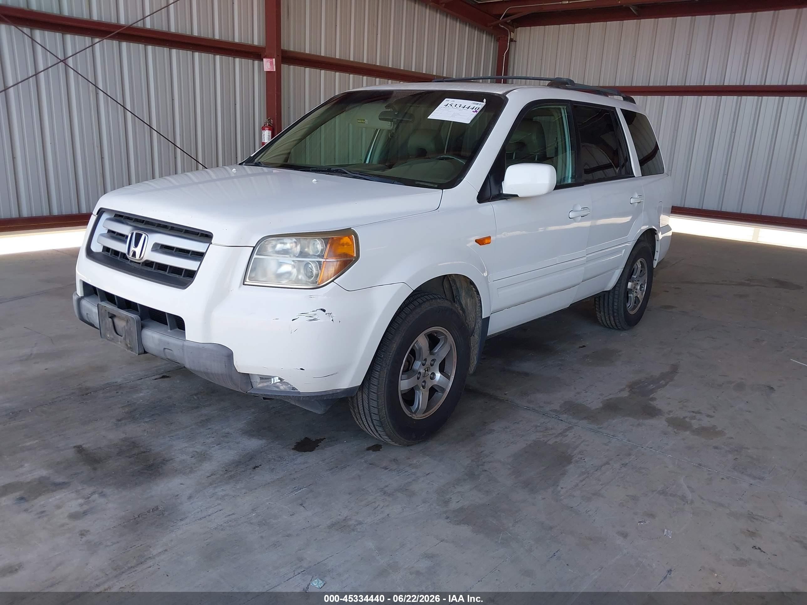 2006 Honda Pilot Ex-l White vin: 2HKYF18766H548203