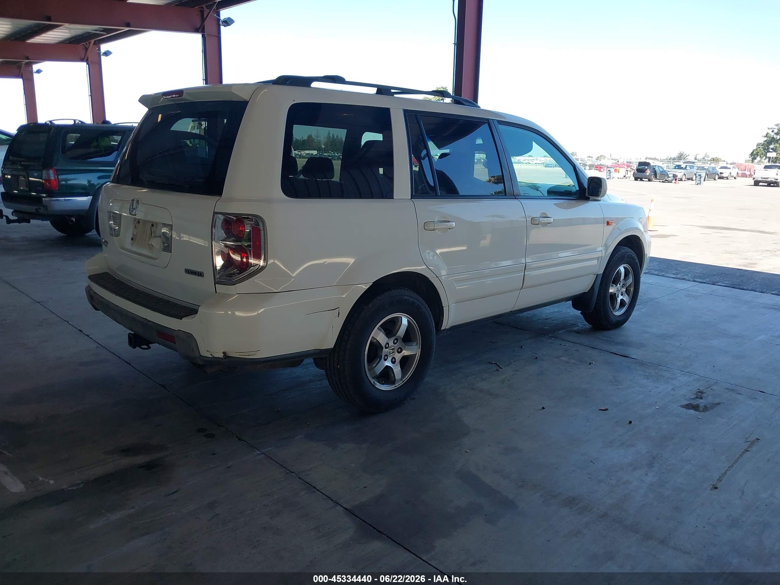 2006 Honda Pilot Ex-l White vin: 2HKYF18766H548203