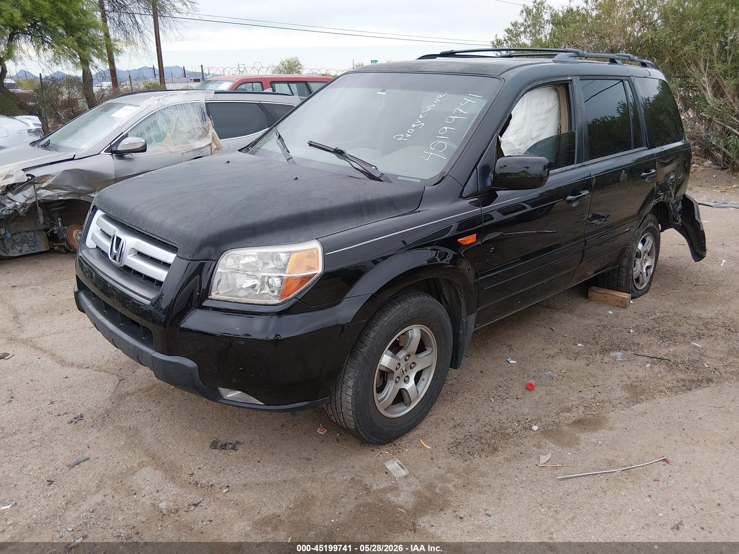 2007 Honda Pilot Ex-l Black vin: 2HKYF18767H534738