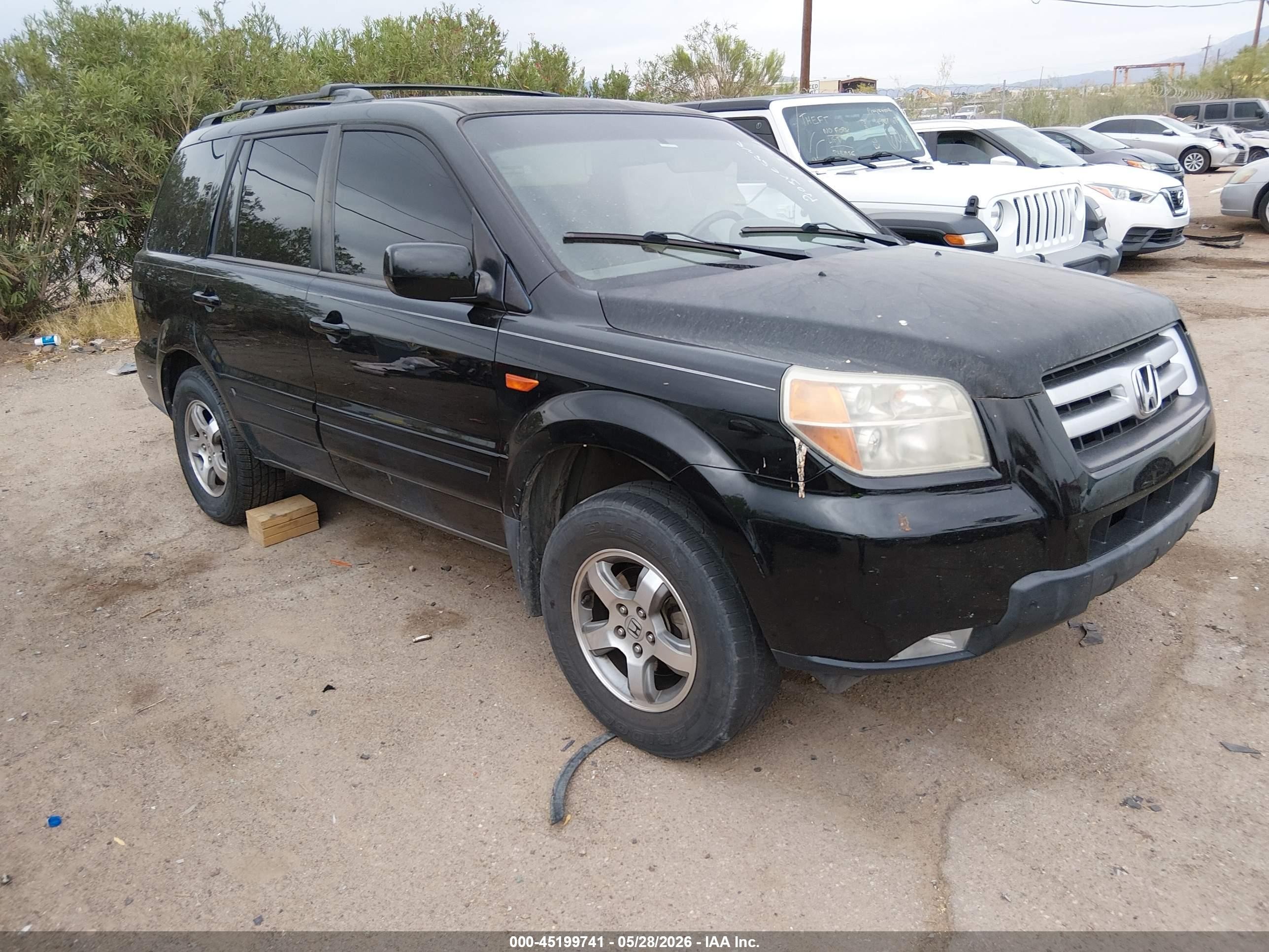 2007 Honda Pilot Ex-l Black vin: 2HKYF18767H534738