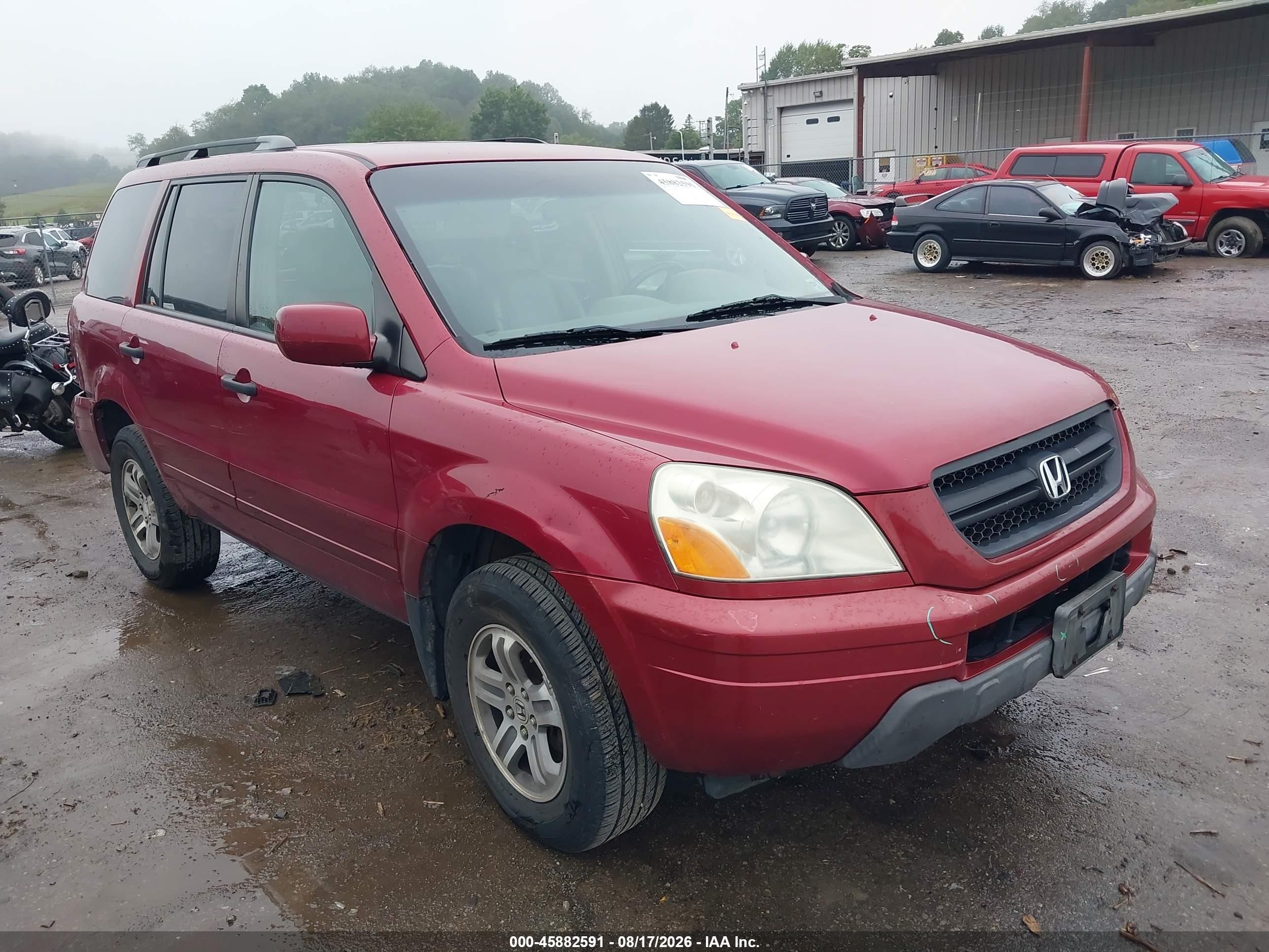 2004 Honda Pilot Ex-l Red vin: 2HKYF18784H604784