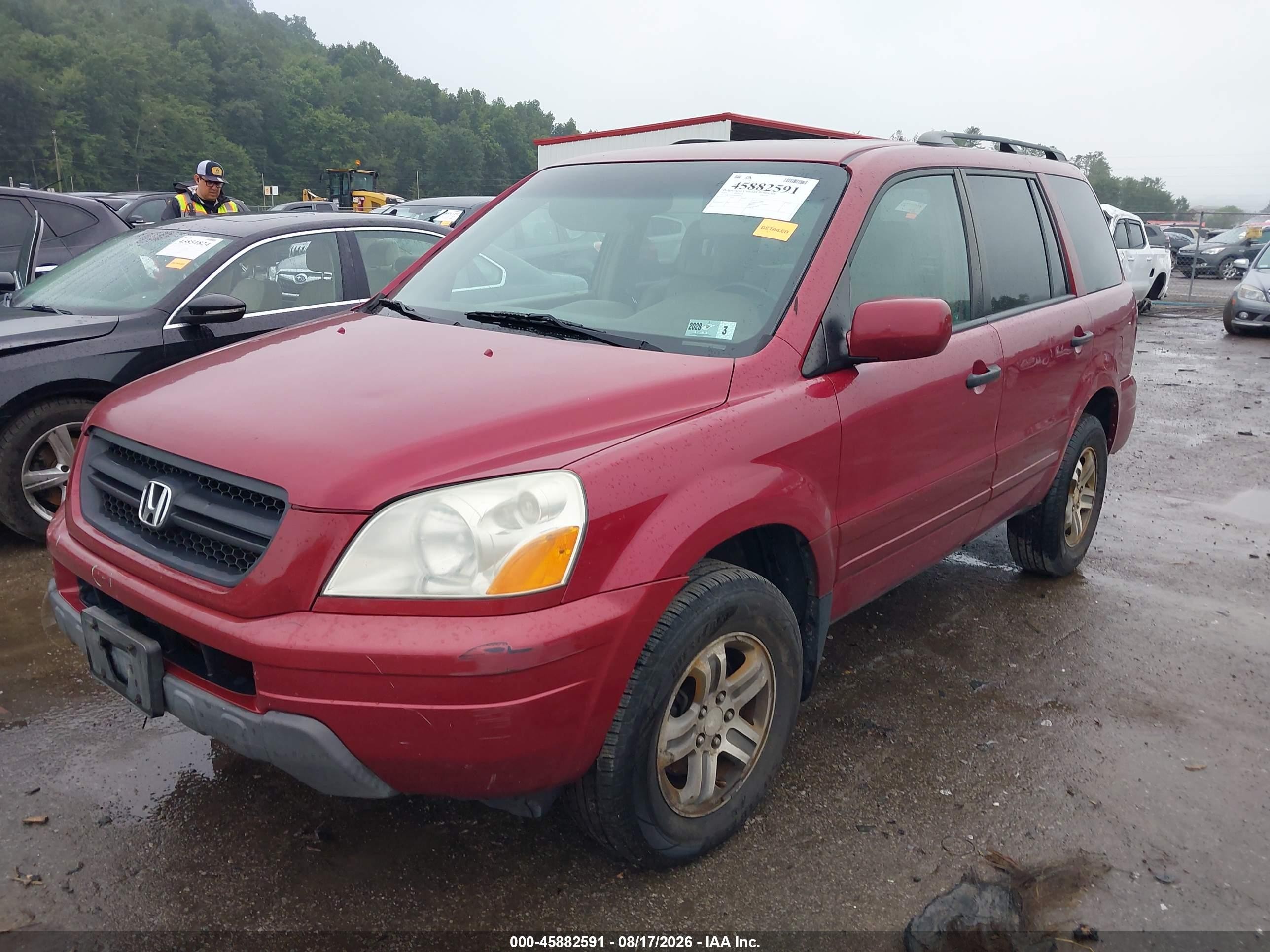 2004 Honda Pilot Ex-l Red vin: 2HKYF18784H604784