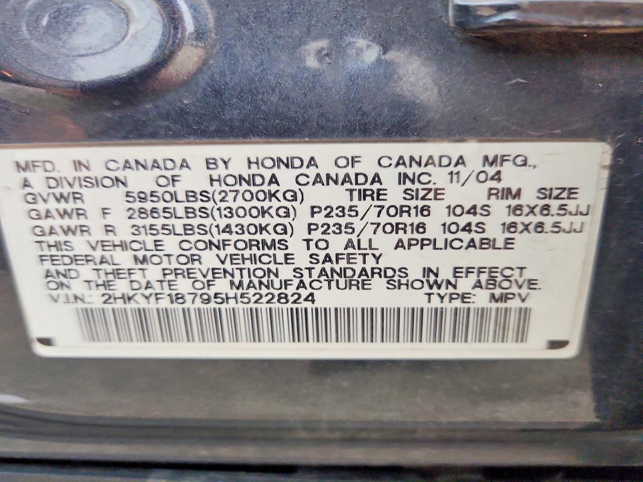 2005 Honda Pilot Exl Gray vin: 2HKYF18795H522824