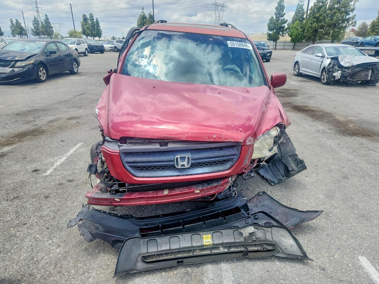 2005 Honda Pilot Exl Burgundy vin: 2HKYF18795H569903