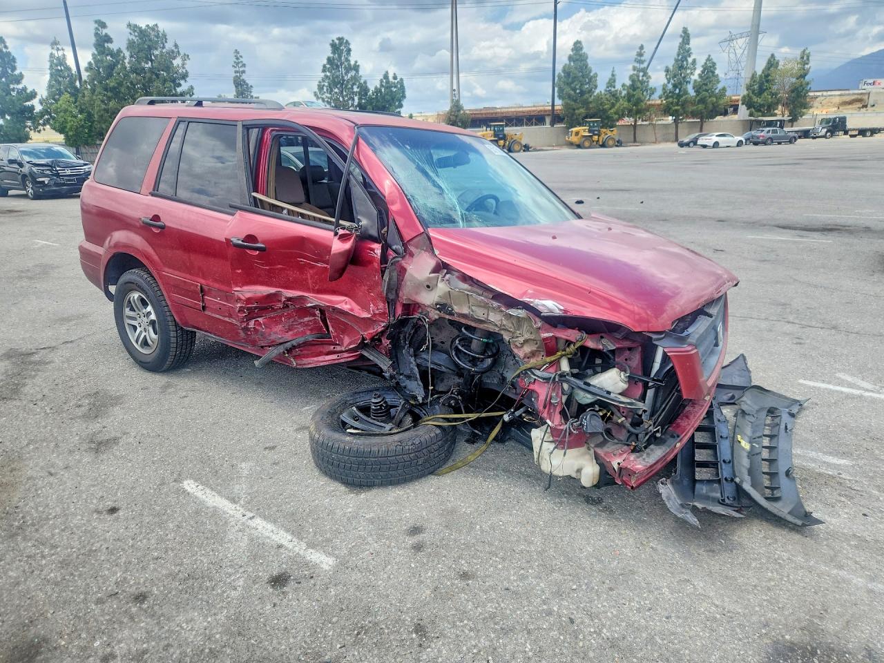2005 Honda Pilot Exl Burgundy vin: 2HKYF18795H569903