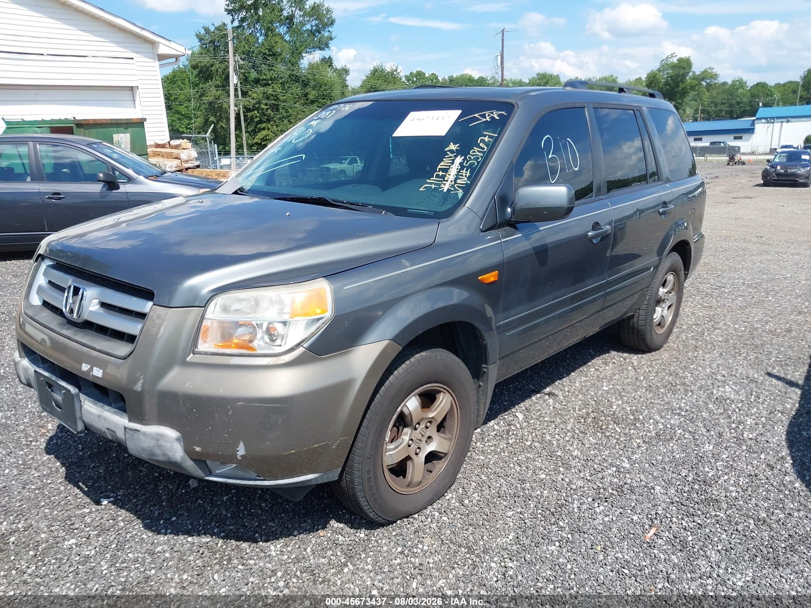 2007 Honda Pilot Ex-l Gray vin: 2HKYF18797H538671