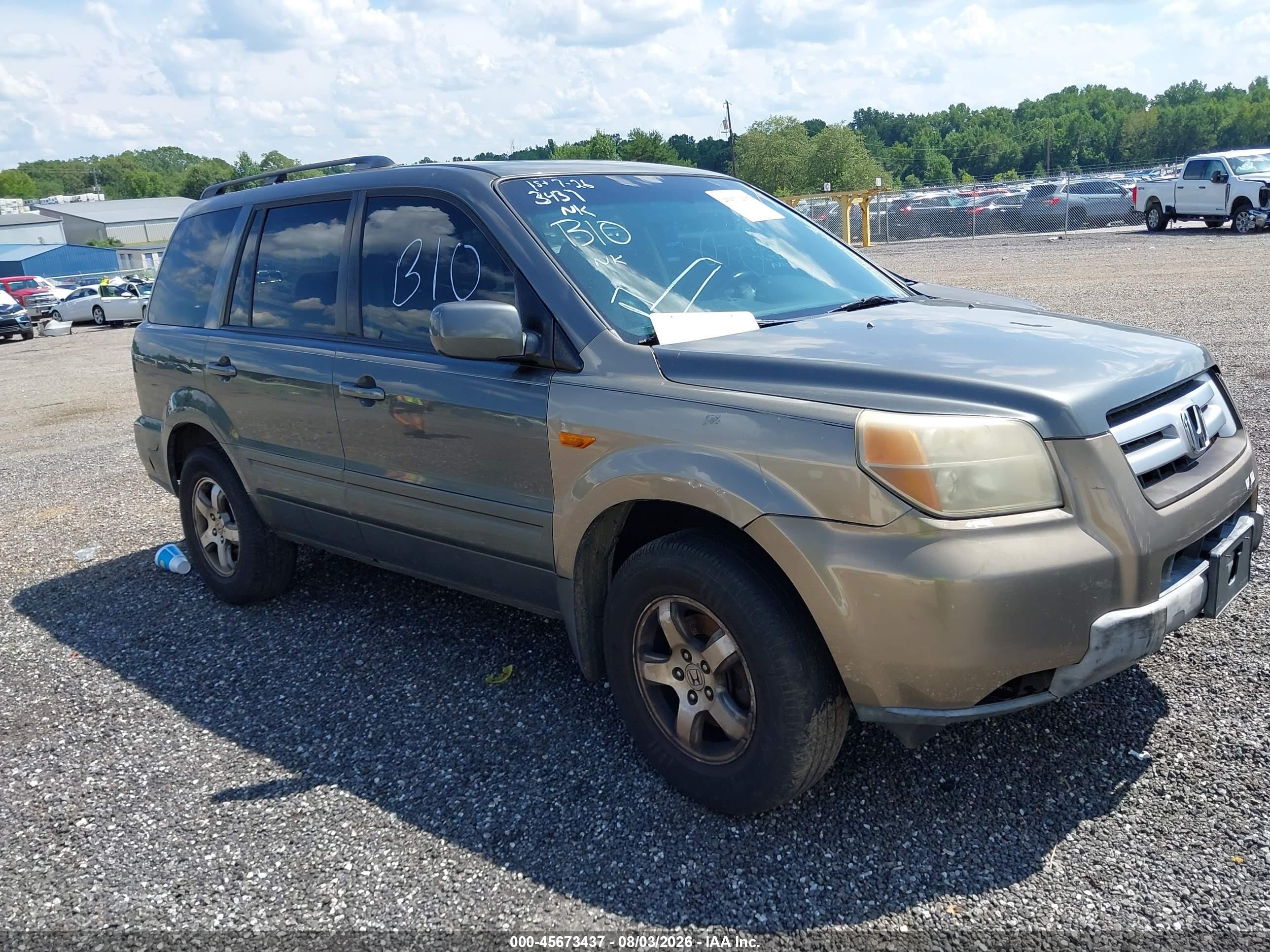 2007 Honda Pilot Ex-l Gray vin: 2HKYF18797H538671