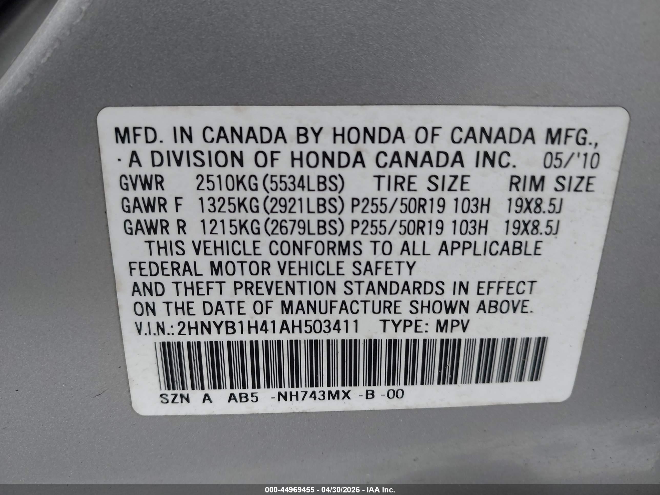 2010 Acura Zdx   Серебряный vin: 2HNYB1H41AH503411